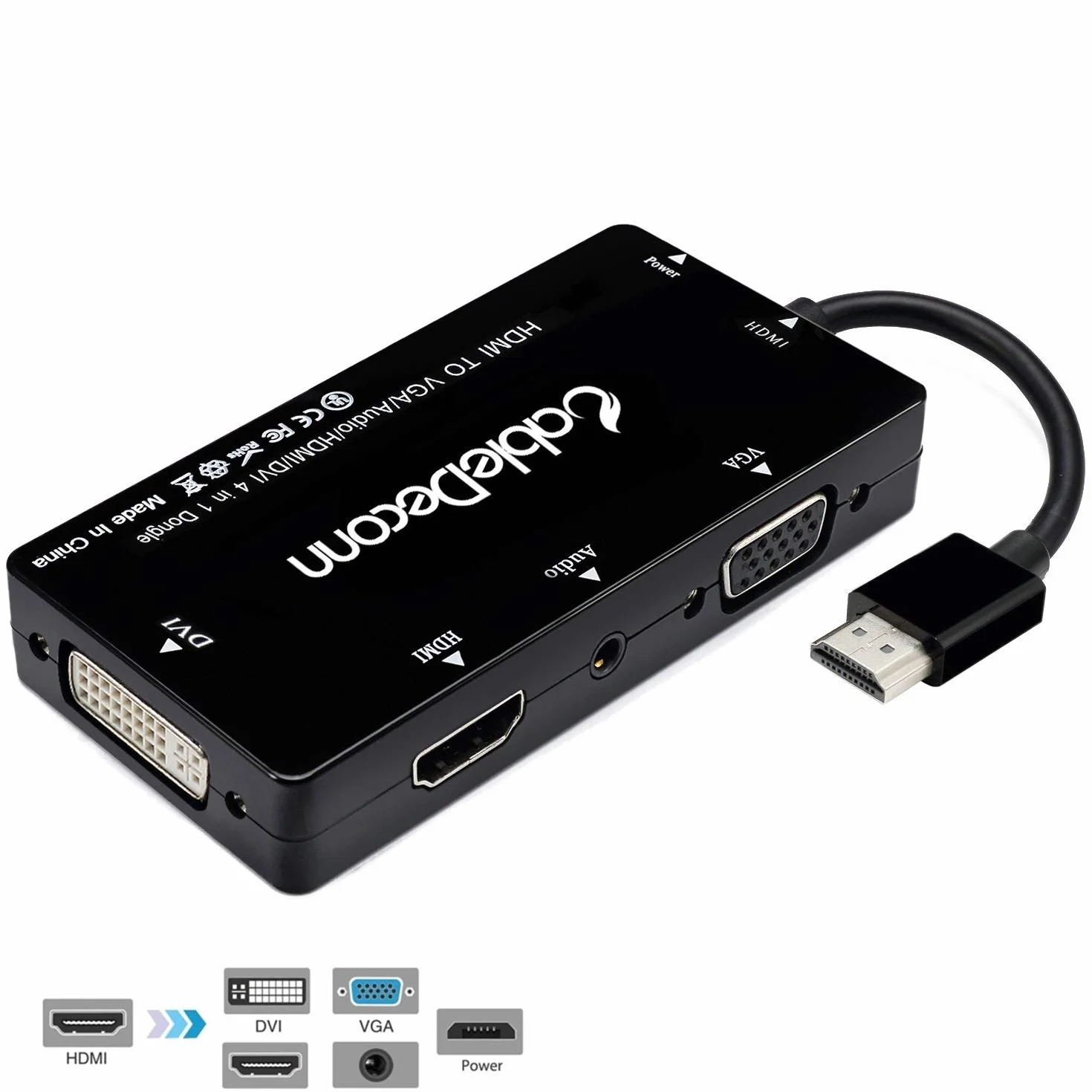 HDMI a VGA DVI HDMI con cavo adattatore da 3,5 mm micro USB per convertitore convertitore HDMI Computer laptop ecc Collegamento simultaneo