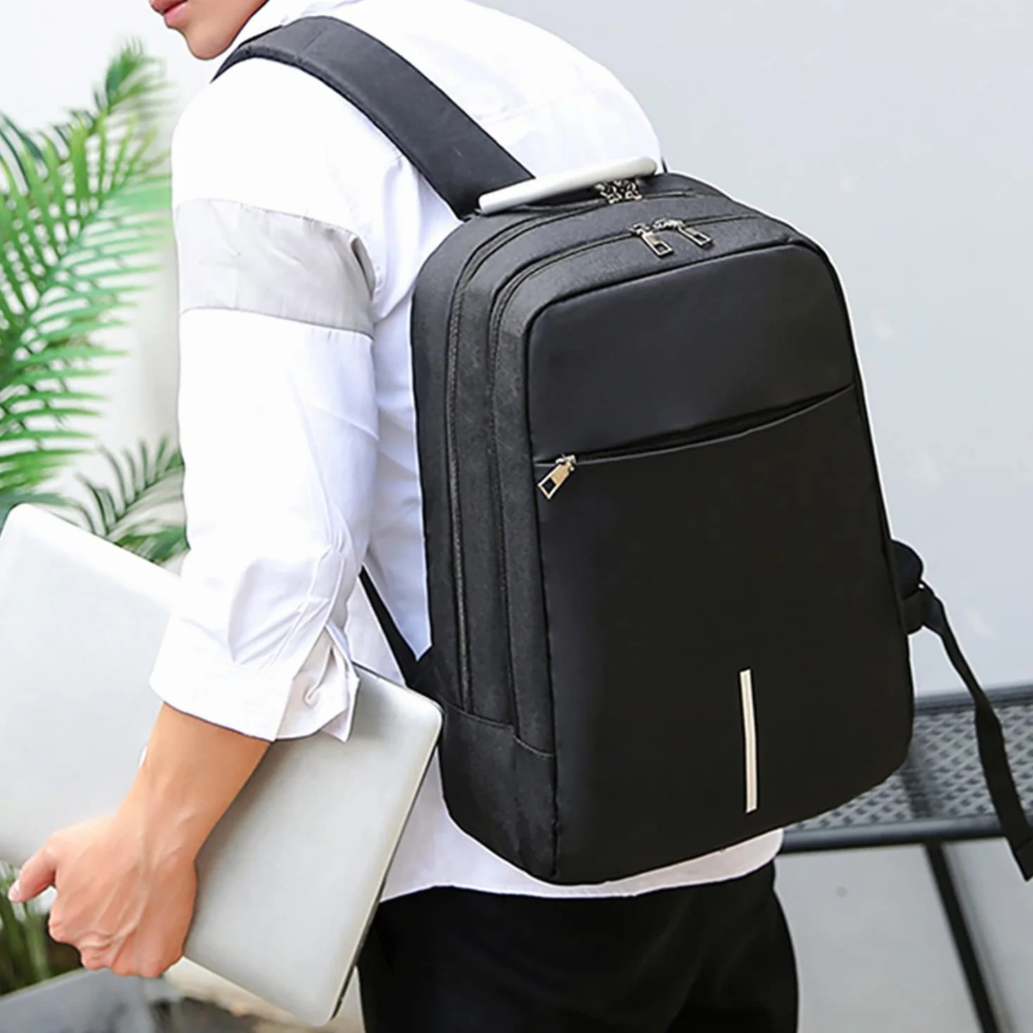 Mixroom Zaino Porta PC Antifurto per Computer Portatile Laptop Lavoro Borsa Notebook Fino 15" con Attacco USB e Foro Auricolare Z4