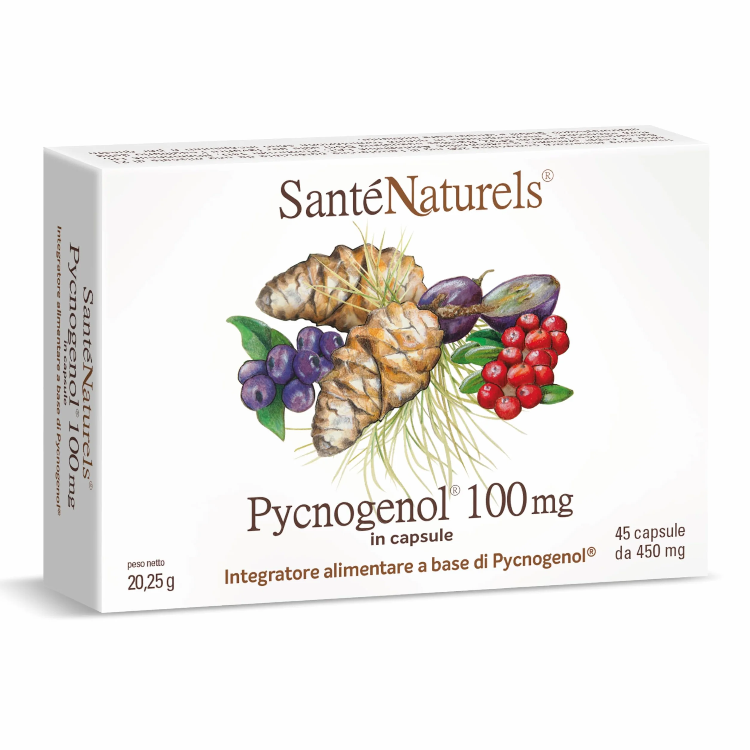 Pycnogenol 45 Capsule Vegetali Integratore con Zafferano, Mirtillo Rosso e Mirtillo Nero Brevettato Horphag