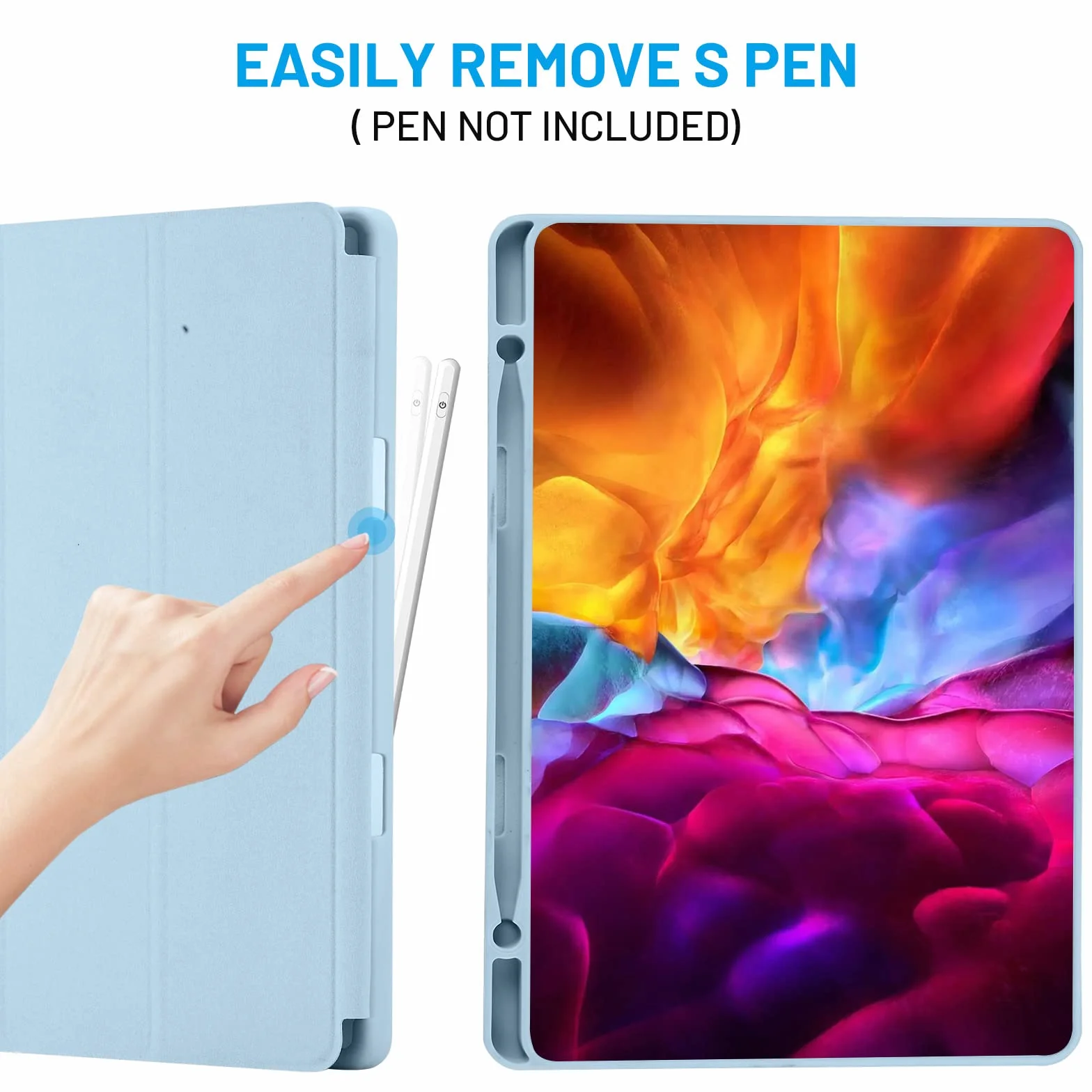 Samsung Galaxy Tab S6 Lite 10.4 Cal Cover Custodia 2024 2022 2020 con Portapenne Azzurro