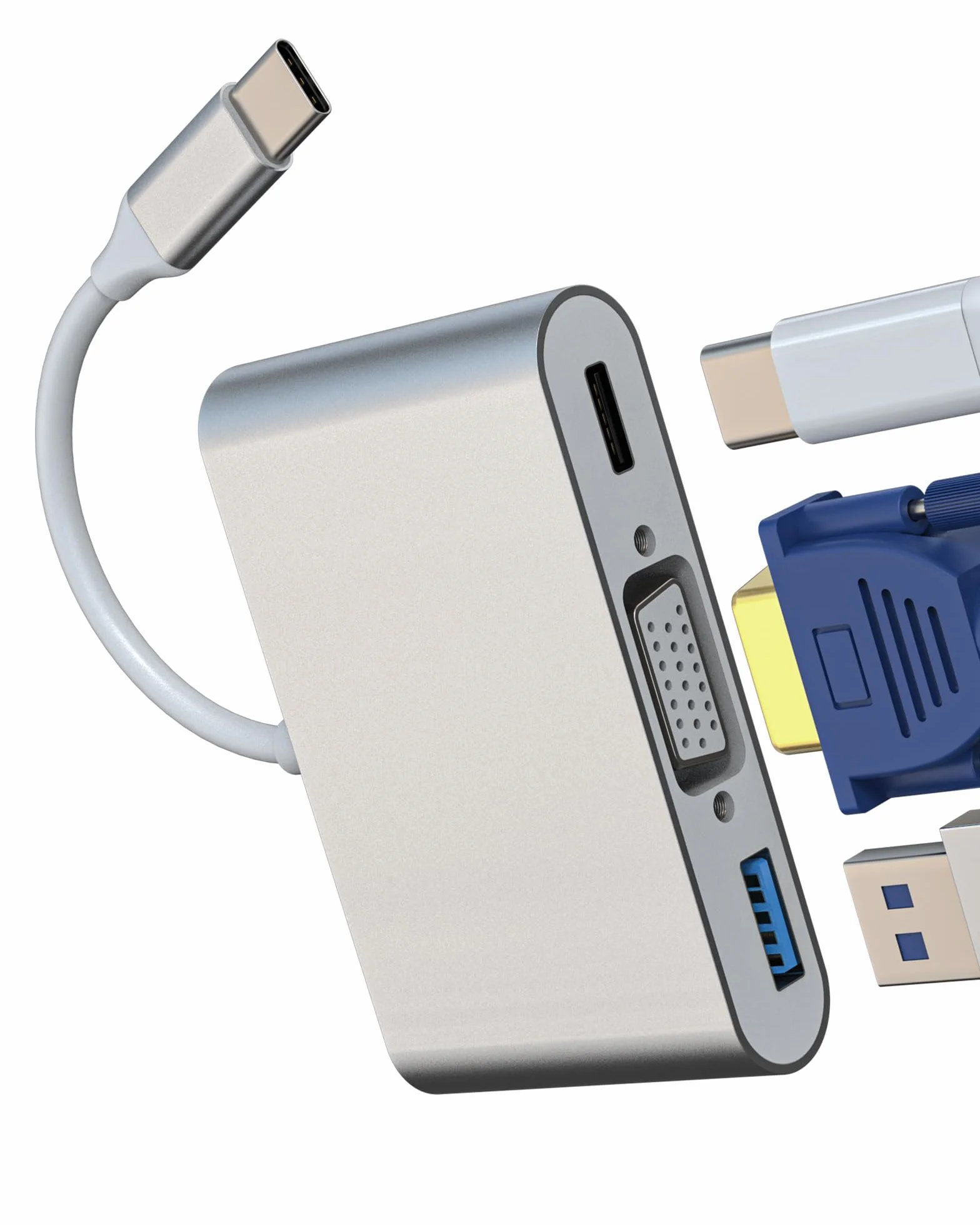 Adattatore VGA Tipo C USB a USB C Per Apple iPhone15 Pro Max Per iPad Air Macbook Cavo Hub Displayport Splitter Caricatore Prolunga Monitor Jack Thunderbolt OTG Compatibile con Samsung