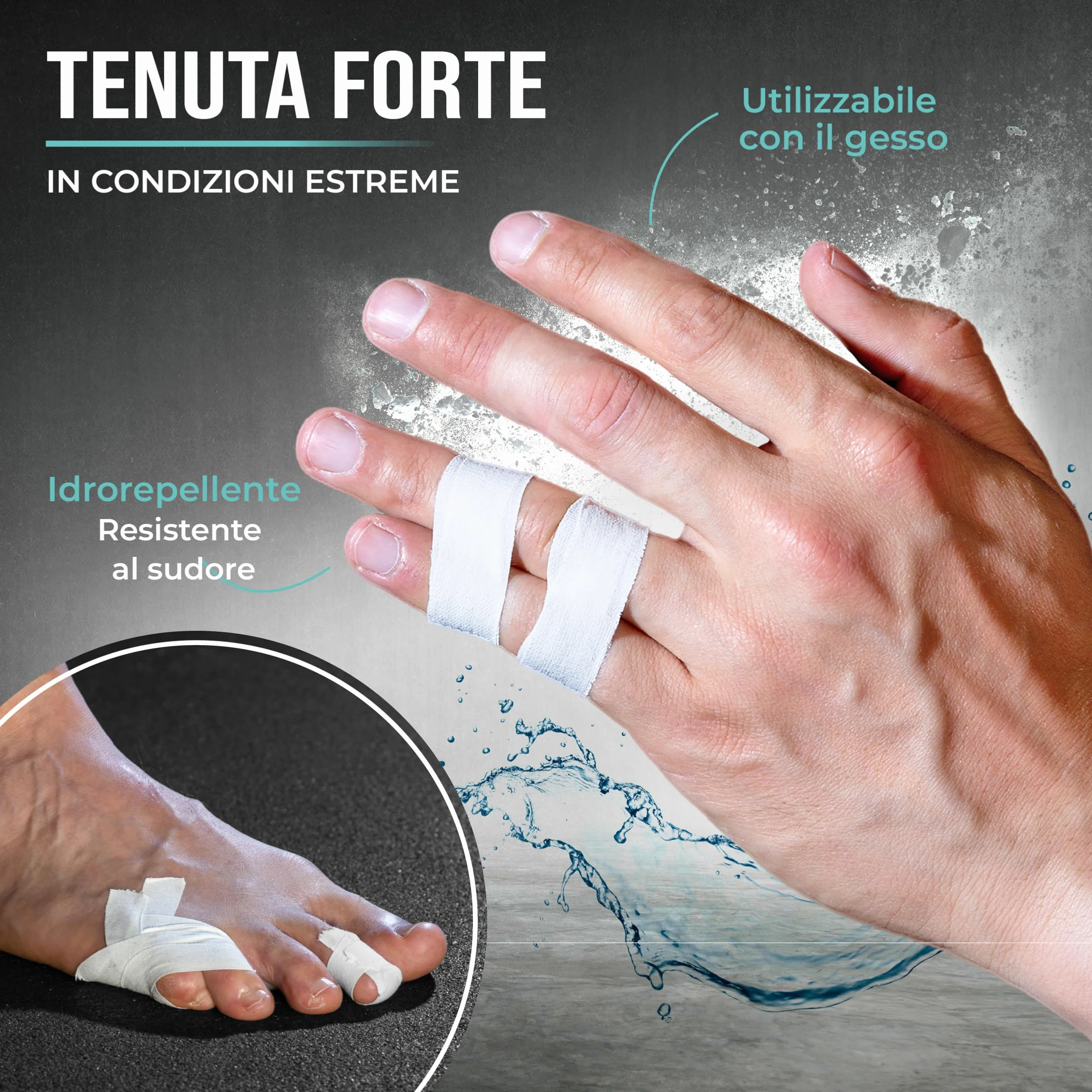 Nastro Sportivo Adesivo Extra Forte 3 Rotoli 30m Bianco per Allenamento Pesi Pallavolo Boulder