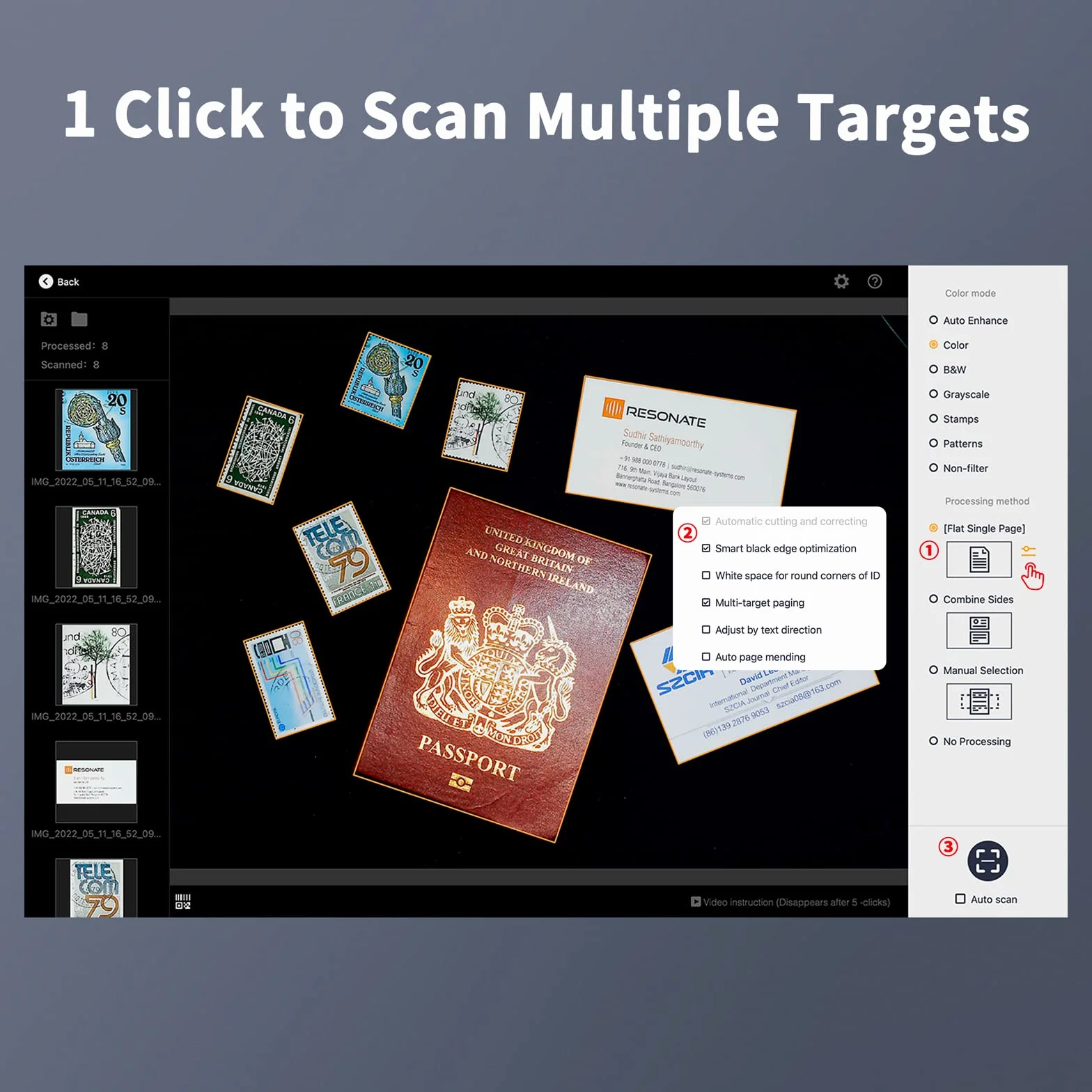 CZUR Lens 12 MP USB-Scanner Mobile per Documenti, Webcam + Scanner Pieghevole 2-in-1, Alta Risoluzione, Scansione Fino a A4, Multilingue OCR per Windows e macOS (Lens 1200)
