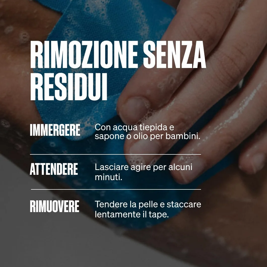 SPORTTAPE Nastro Kinesiologico 5 cm × 5 m Blu – Impermeabile Ipoallergenico per Supporto Muscolare