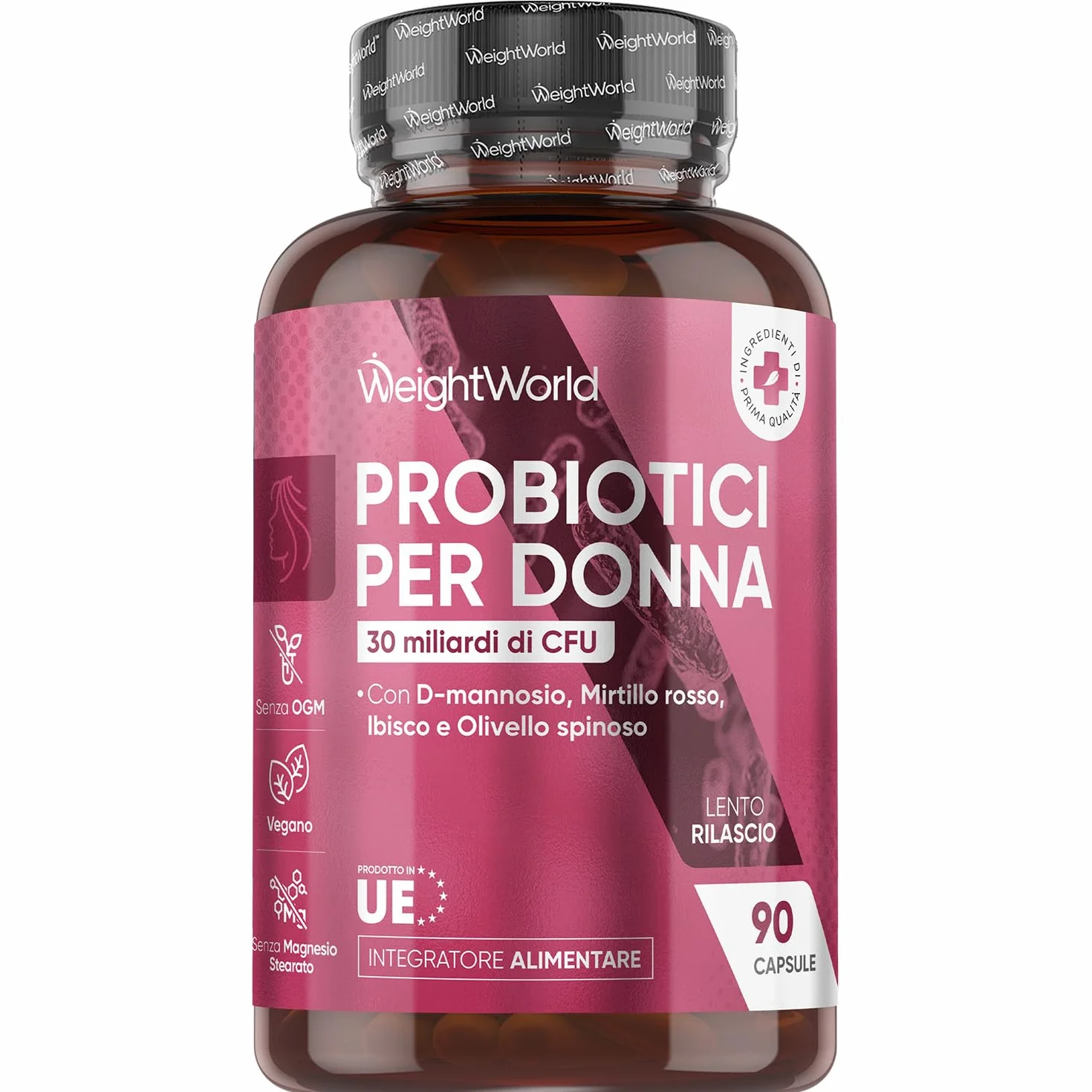 Probiotici Donna 30 Miliardi CFU, Lactobacillus Rhamnosus, Acidophilus, Inulina, 90 Capsule a Lento Rilascio