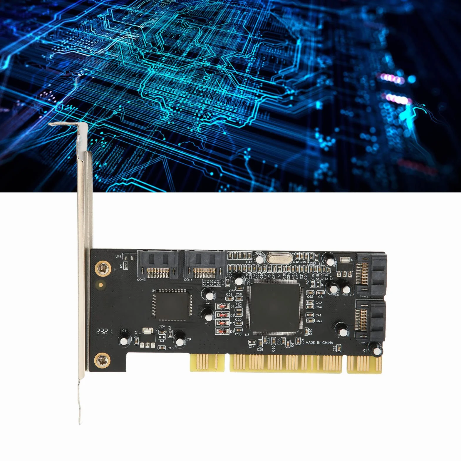 Bewinner Scheda SATA da PCI a 4 porte, 4 canali Serial ATA indipendenti Controller PCI SATA con trasferimento da 1,5 Gbps, scheda di espansione SATA per computer desktop HDD SSD