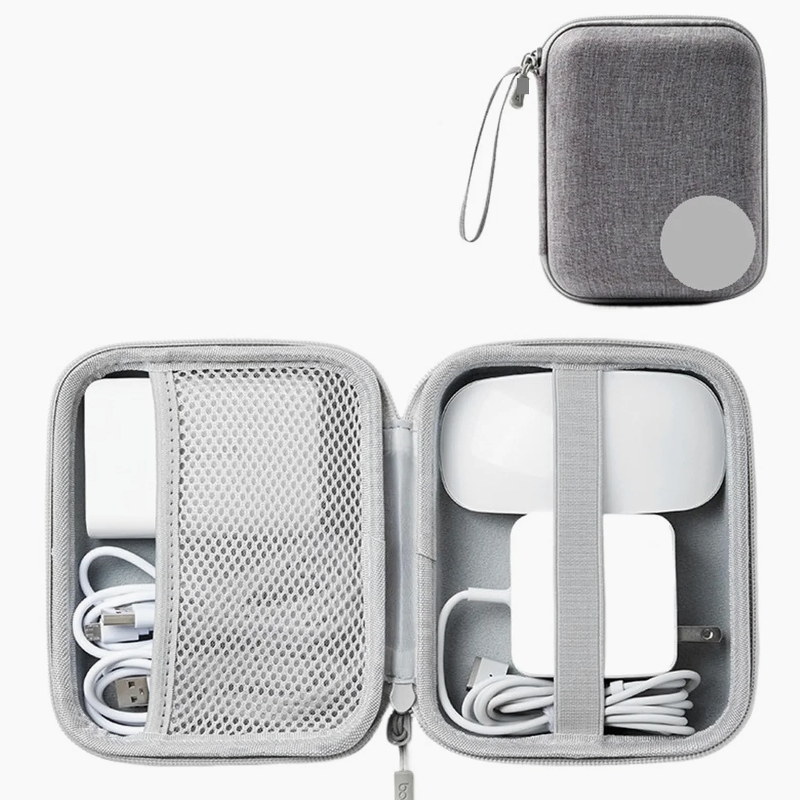 Organizer Cavi Custodia Rigida Impermeabile for Accessori elettronici Custodia Organizer for Banca di Potere di Grande capacità Borsa for passaporto da Viaggio Digitale(Single Layer-Gray-C)