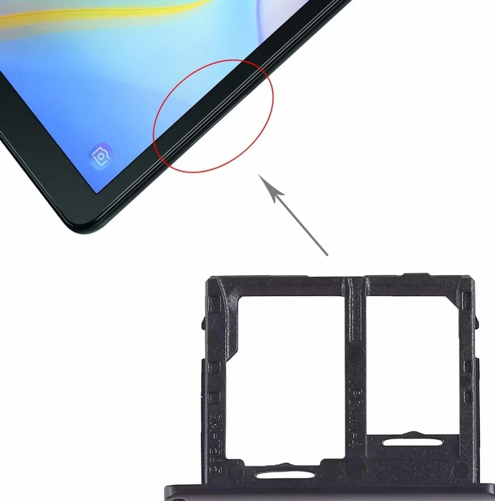 Generico Ricambio Compatibile con Samsung Galaxy Tab A 10.5 4G SM-T595 T595 Carrello Vassoio Alloggio SUPPORTO adattatore SLOT PORTA CARD carrello per SCHEDA SIM + vano Memoria Micro Sd (Nero)
