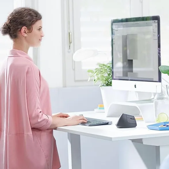 Vertical Mouse Ergonomico Avanzato, 4000 DPI, Wireless RF 2.4 GHz e Bluetooth, Ricaricabile USB-C, 4 Pulsanti Programmabili, Graphite