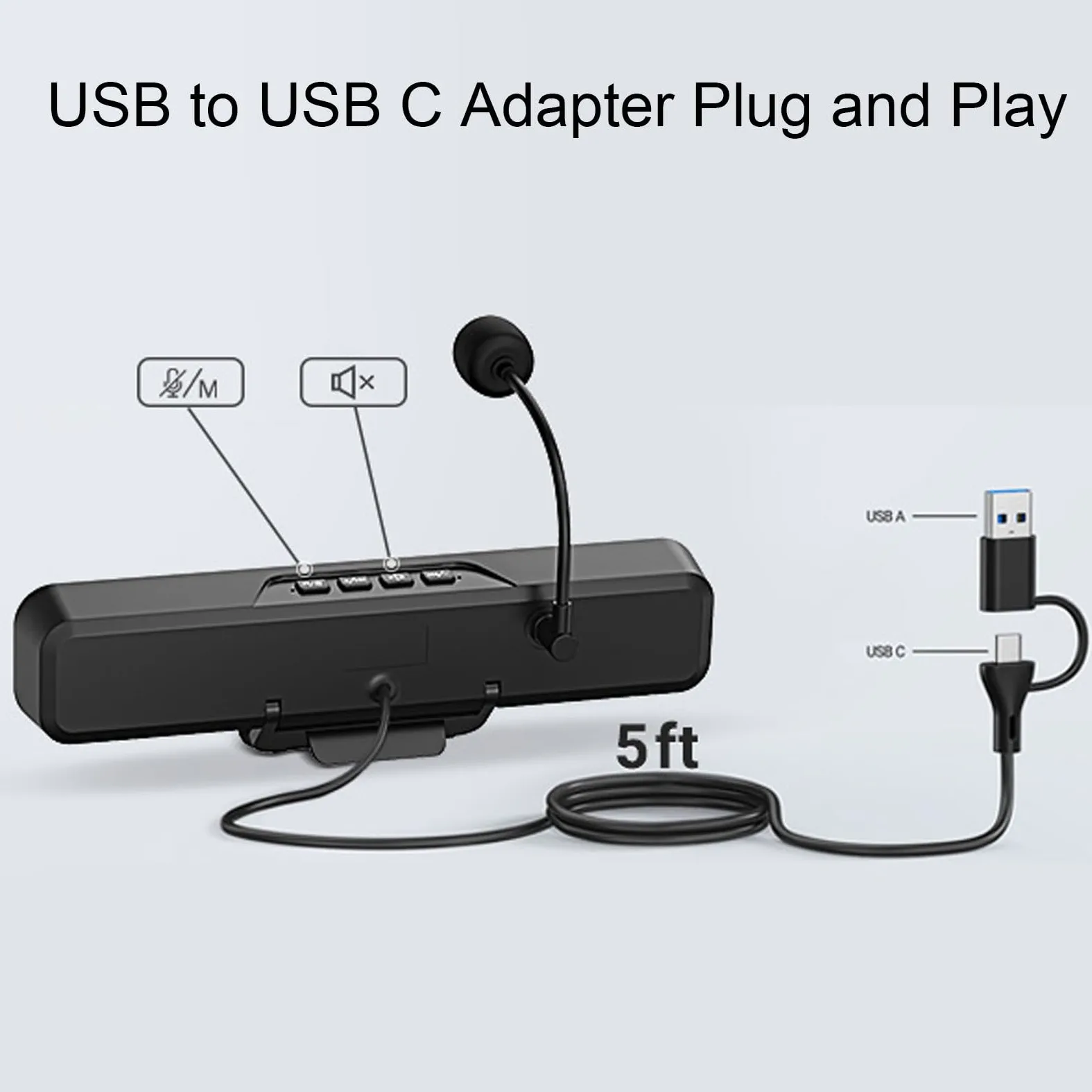 Annadue Altoparlante per Computer USB con Microfono, Altoparlanti Monitor per PC, Altoparlante per Conferenze e Microfono per Chiamate in Ufficio a Casa, per Zoom, Teams, Skype, PC,