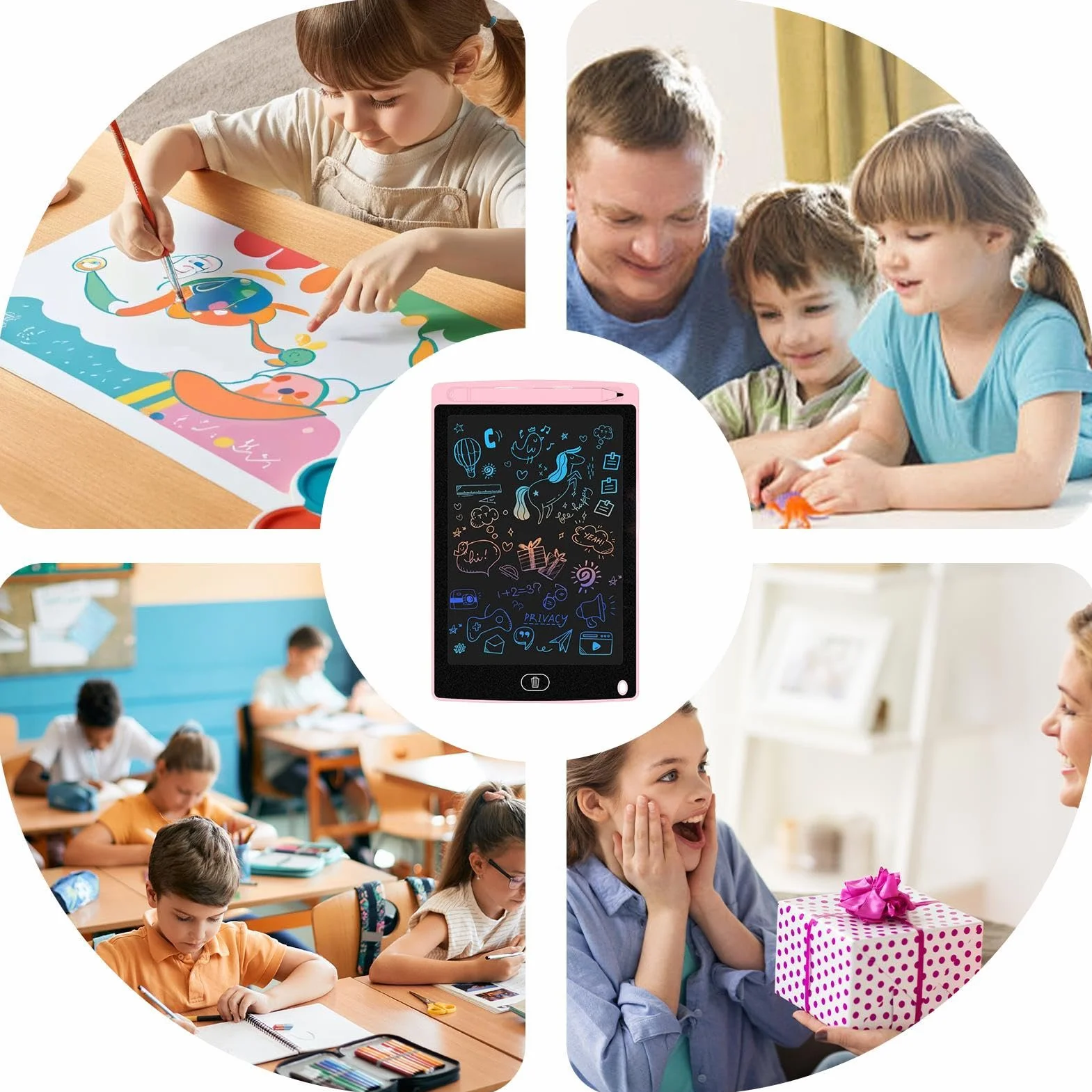Tavoletta grafica LCD 8,5 pollici per bambini | Tablet educativo da disegno colorato
