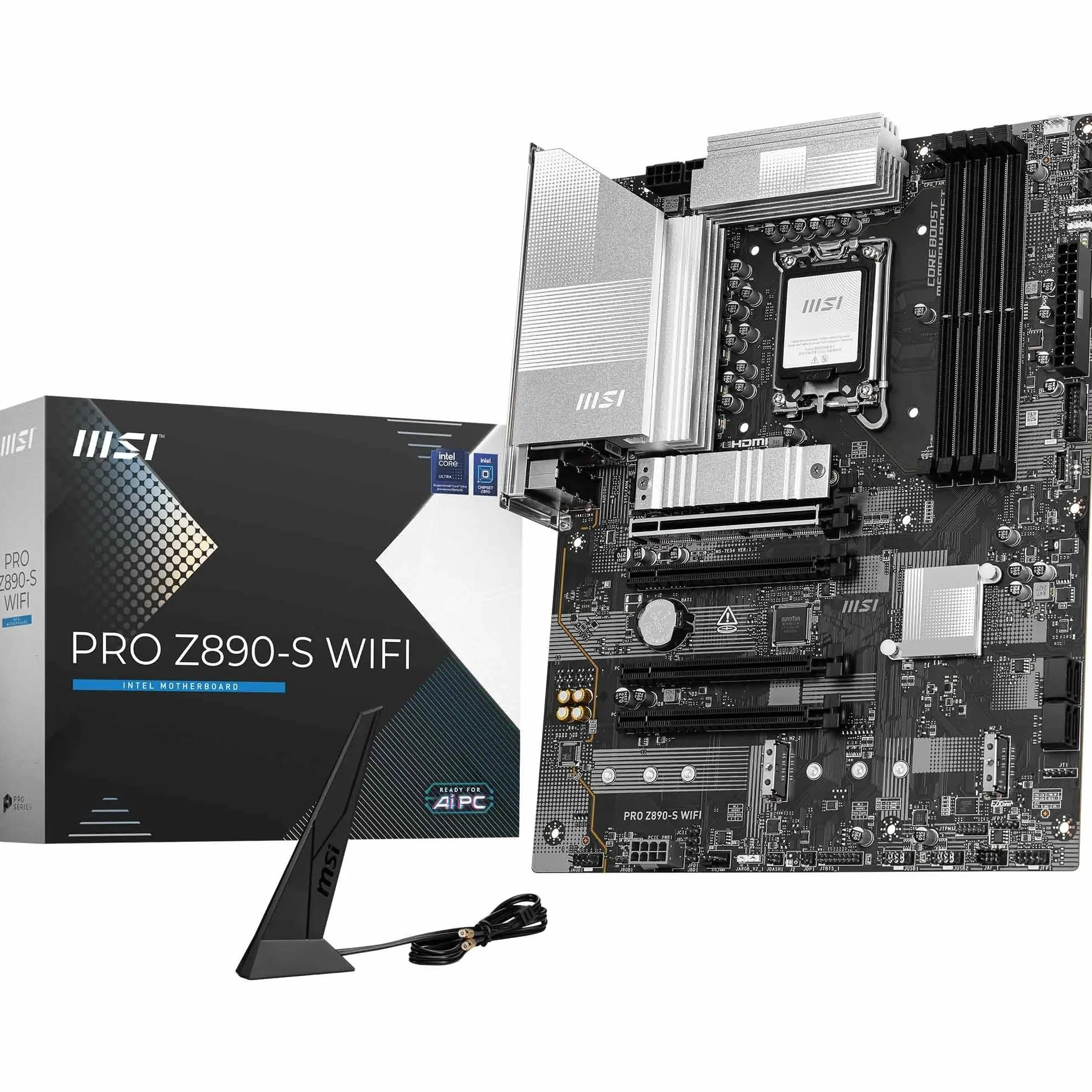 MSI PRO Z890-S WIFI Scheda Madre, ATX - Supporta i processori Intel Core Ultra (Serie 2), LGA 1851 - Memory Boost DDR5 (8600+ MT/s OC), PCIe 5.0 x16 e 4.0 x16, M.2 Gen5, Wi-Fi 7, LAN 2.5G