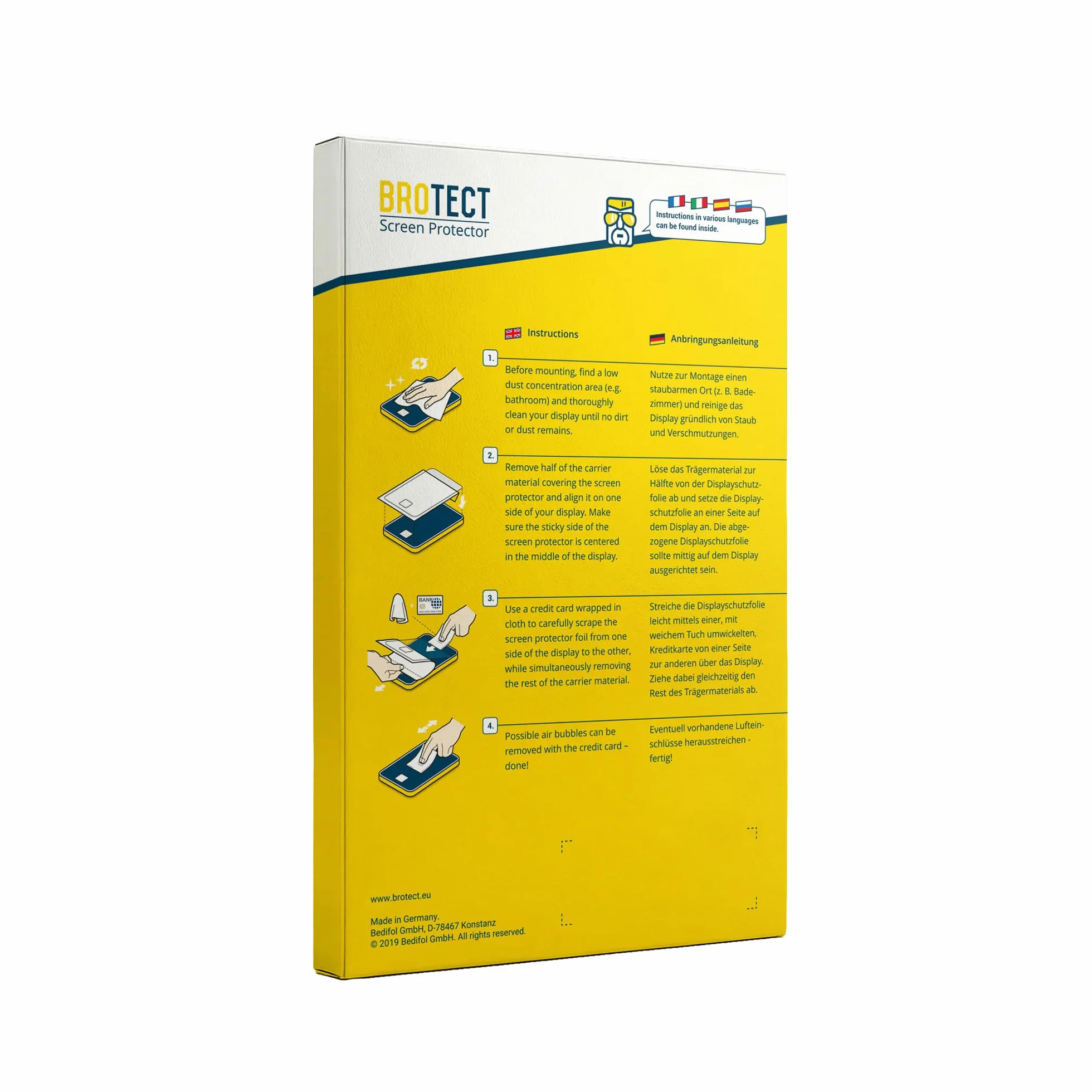 brotect Pellicola Protettiva Opaca 19" per PC touch panel con 48.3 cm (19,0 pollici) [410.9 mm x 257 mm, 16:10] Proteggi Schermo Anti-Riflesso