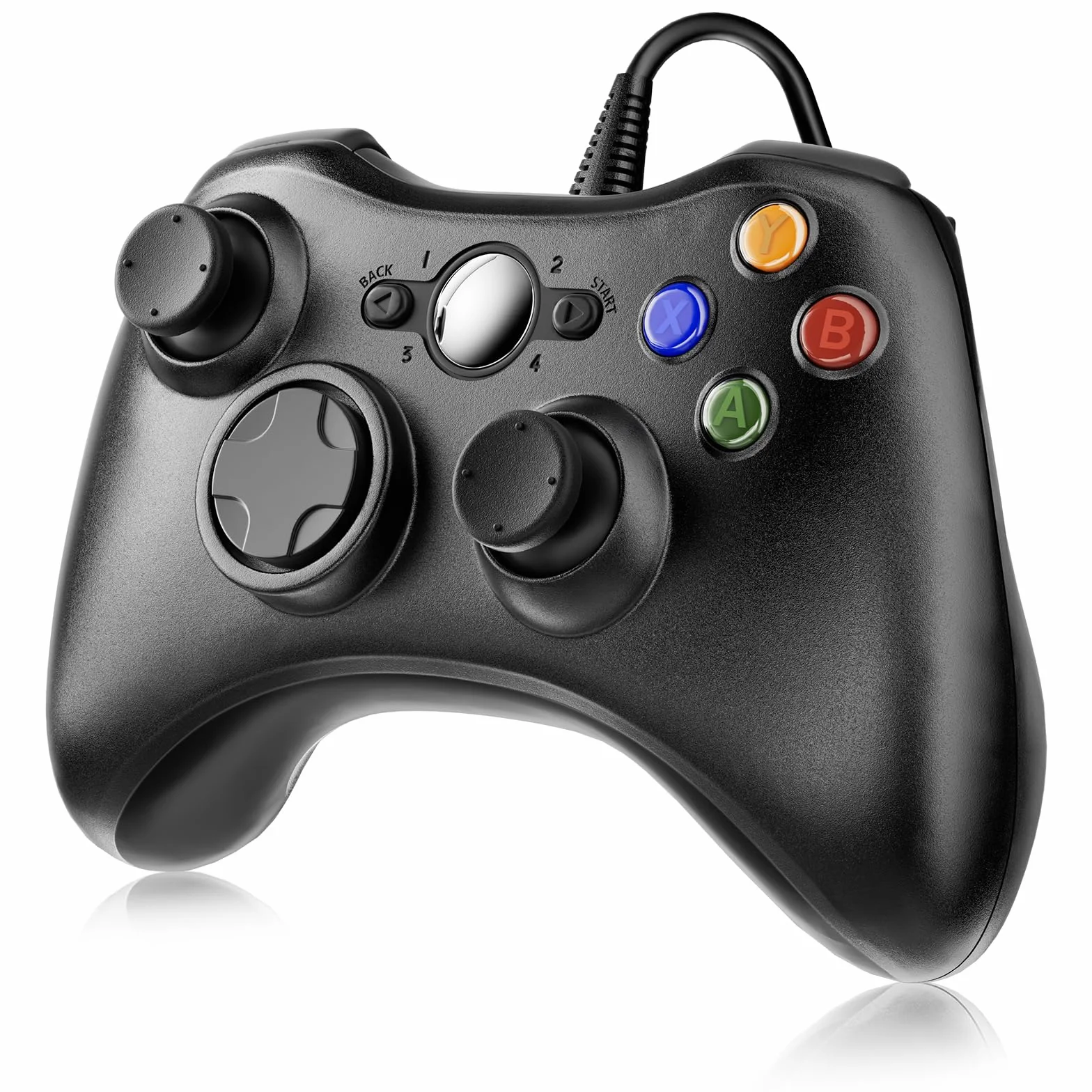 Controller per Xbox 360, Gamepad Joystick con cavo USB, feedback delle vibrazioni e chiavette analogiche precise, compatibile con PC/Windows 11/10/8/7/XP, funzione plug and play istantanea