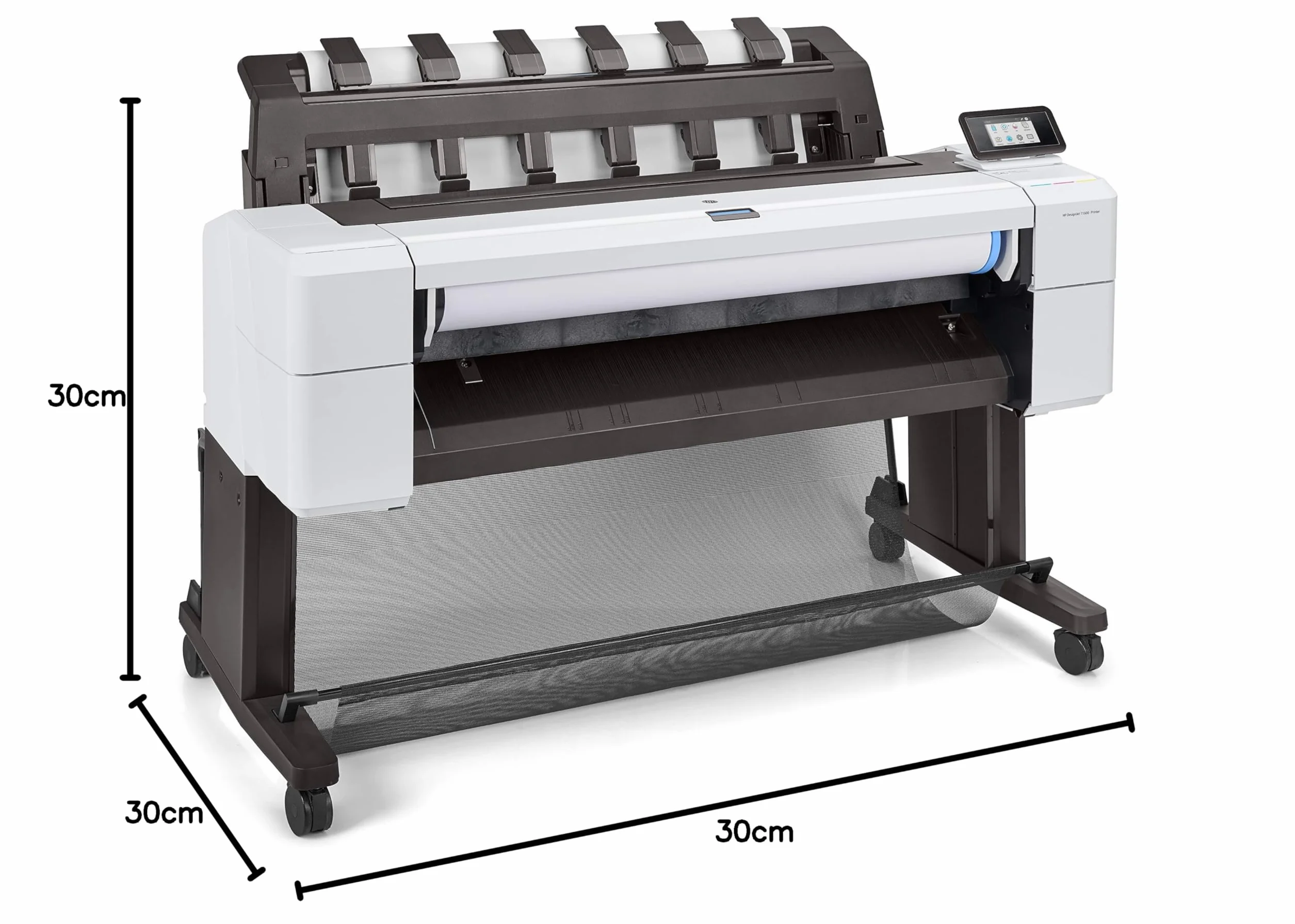 HP DesignJet T1600 3EK10A, da 91 cm, velocità 180 stampe A1 all’ora, grammatura da 60 a 328 g/m², LAN Gigabit, USB, Wi-Fi, piedistallo, Bianco
