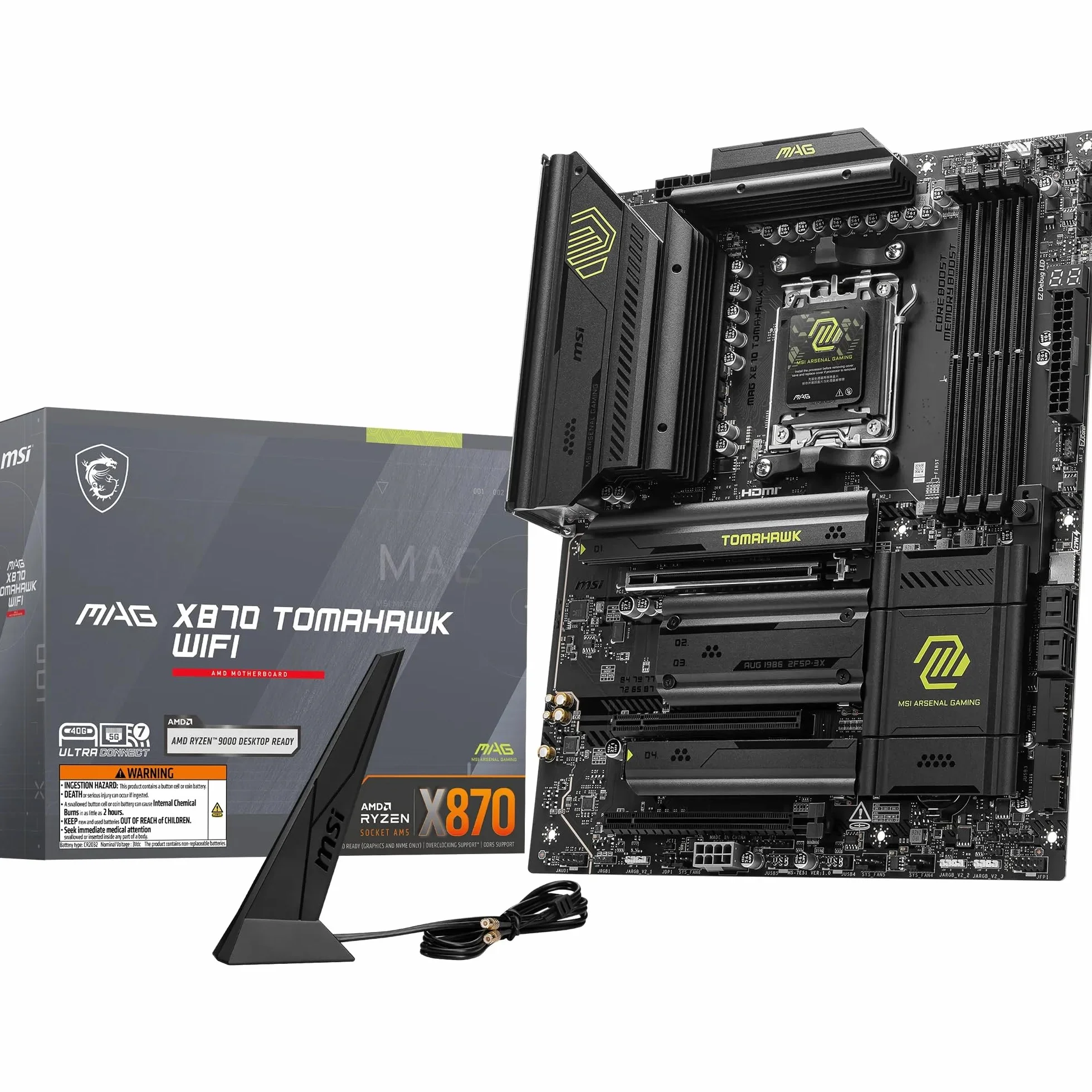 MSI MAG X870 TOMAHAWK WIFI, scheda madre ATX - Supporta i processori AMD Ryzen serie 9000/8000 / 7000, AM5 - VRM 80A SPS, Memory Boost DDR5 8400+MT/s (OC), PCIe 5.0 x16 e 4.0 x16, M.2 Gen5, Wi-Fi 7