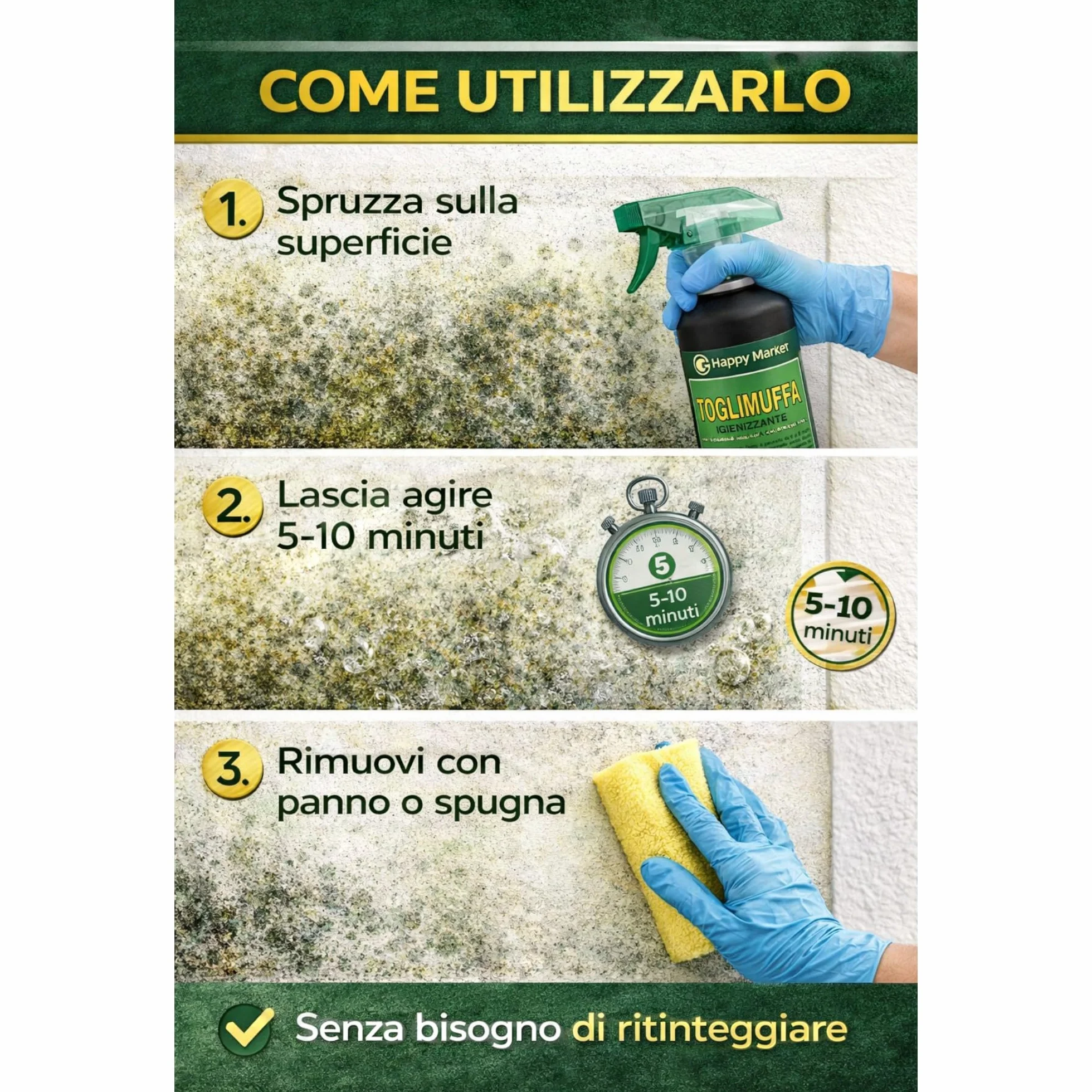 Antimuffa Spray 500ml con Resina Acrilica Consolidante – Trattamento Igienizzante per Pareti Interne