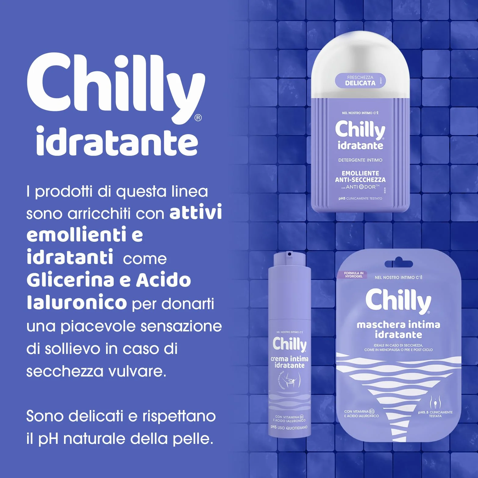 Chilly Crema Intima Idratante con Vitamina B3 e Acido Ialuronico, 50 ml