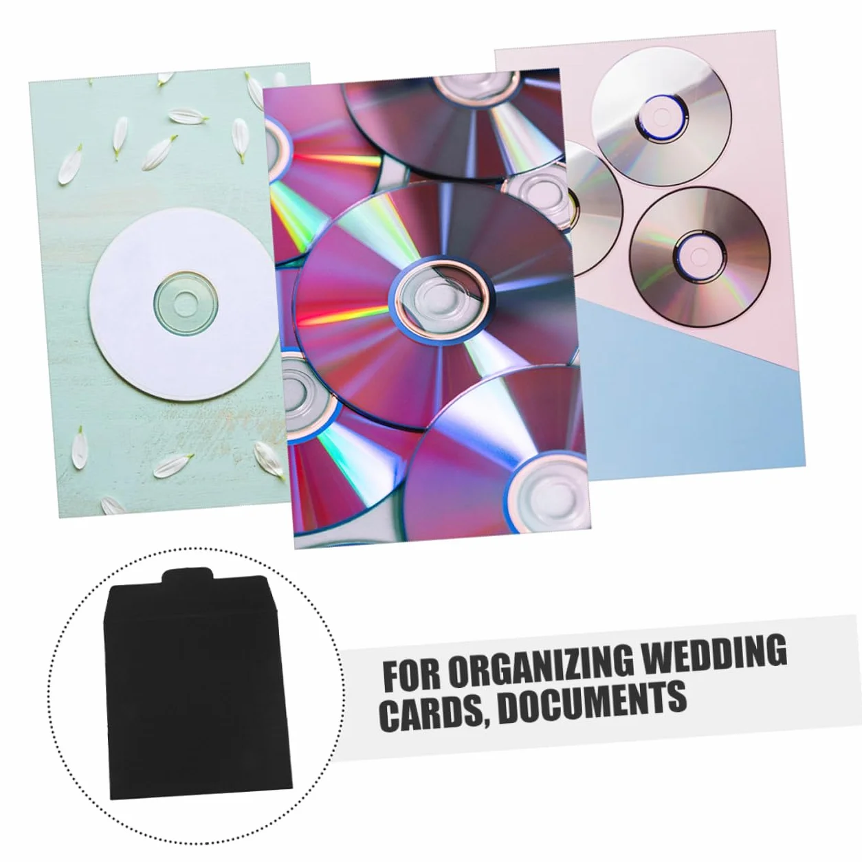 Cabilock Custodia per CD in Cartone Nero 12 Pezzi, Porta CD e Dvd Resistente Design Compatto, Organizer Multifunzionale per Biglietti di Nozze e Documenti, Protezione Sicura e Trasporto