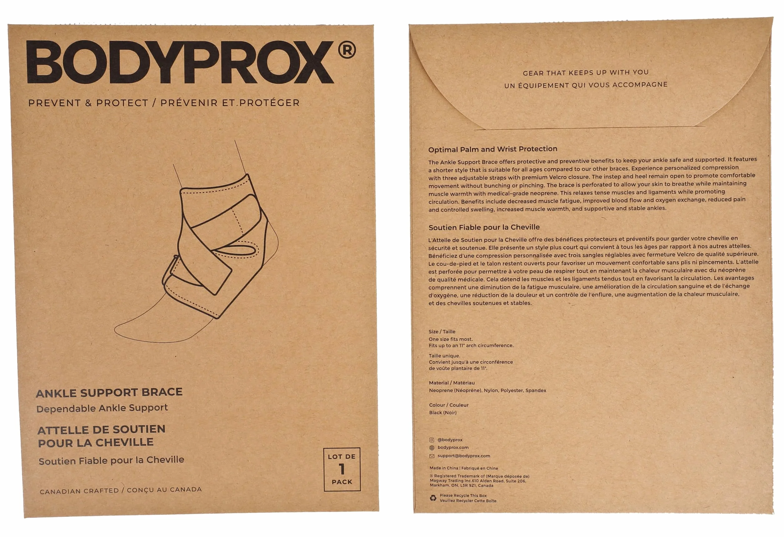 Bodyprox Cavigliera Manicotto In Neoprene Traspirante Avvolgimento Regolabile