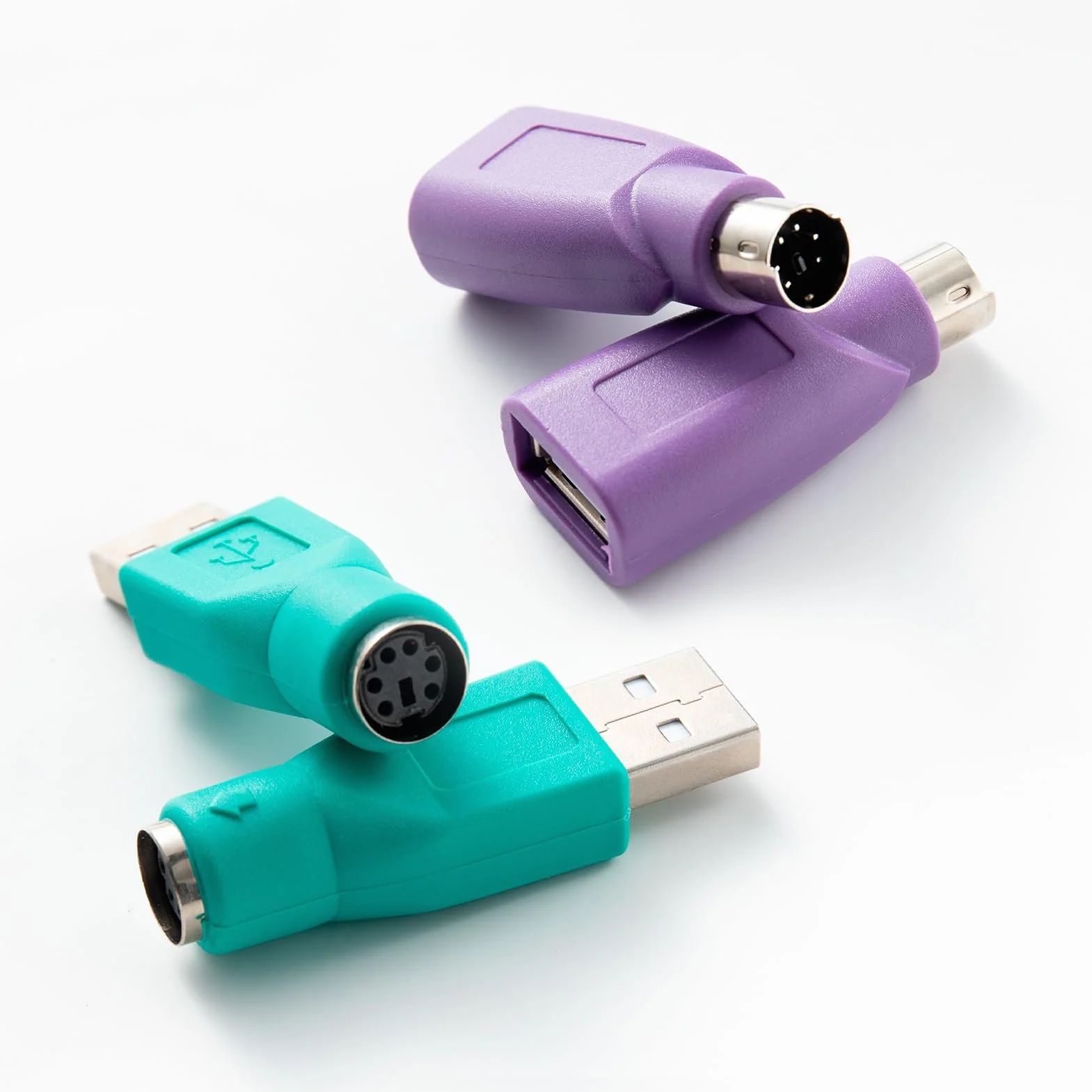 4 Pezzi Convertitore PS2 a USB, 2 PS/2 Maschio a USB Femmina Adattatore, 2 Adattatore di Ricambio PS/2 a USBA per Tastiera Vecchio Standard PS2 Compatibile con PC Laptop Notebook Plug and Play