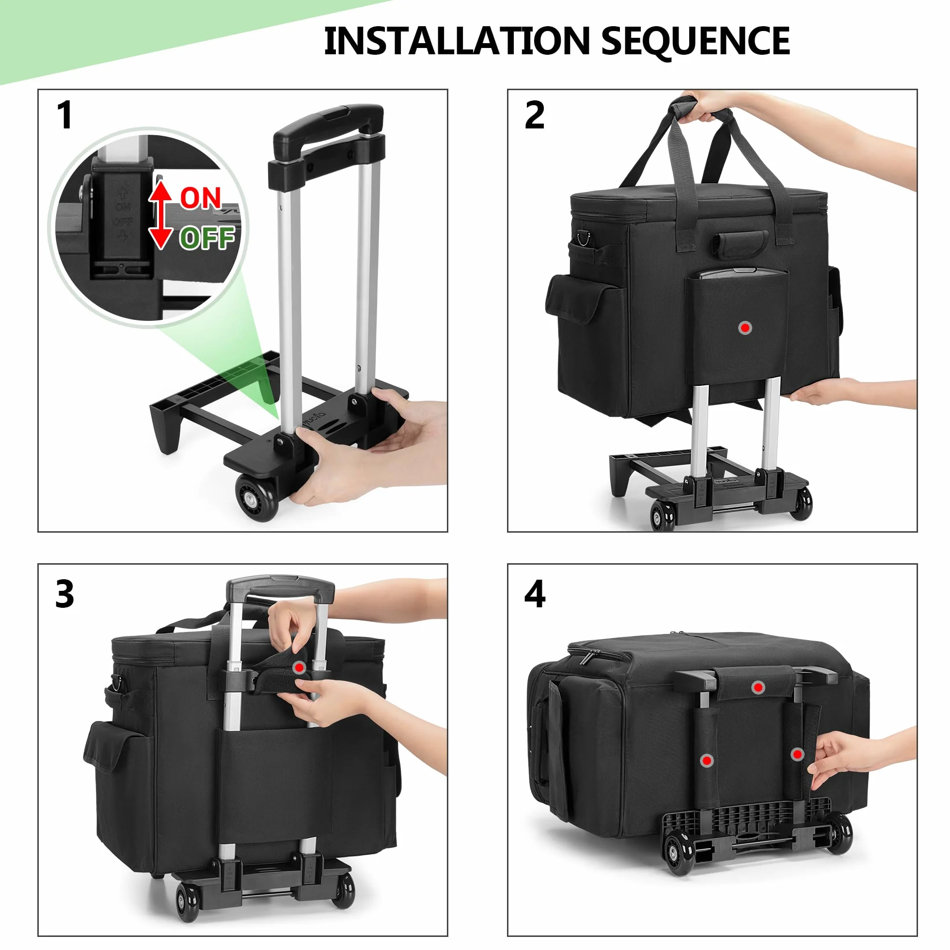 Borsa per Insegnanti con Rotelle Trunab, Trolley Staccabile, Tasca Portadocumenti Espandibile, per Laptop 15,6 Pollici, Nero