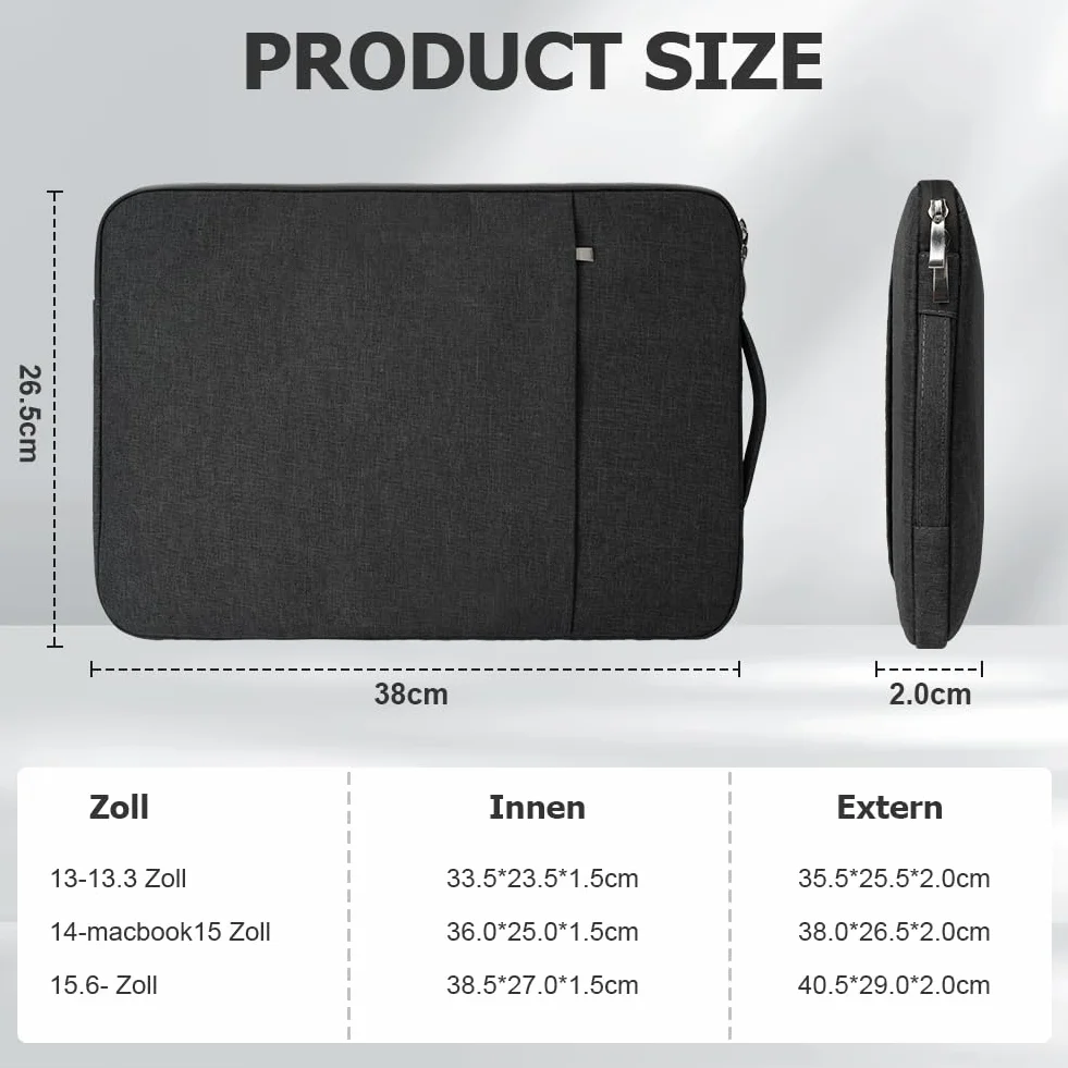 Flintronic Custodia per Laptop da 14 Pollici, Sleeve per Laptop, Impermeabile Custodia Borsa Custodia Protettiva Compatibile con MacBook Pro/Acer/Dell/Lenovo/HP/Samsung/Sony/Asus, 14 Pollici -Nero