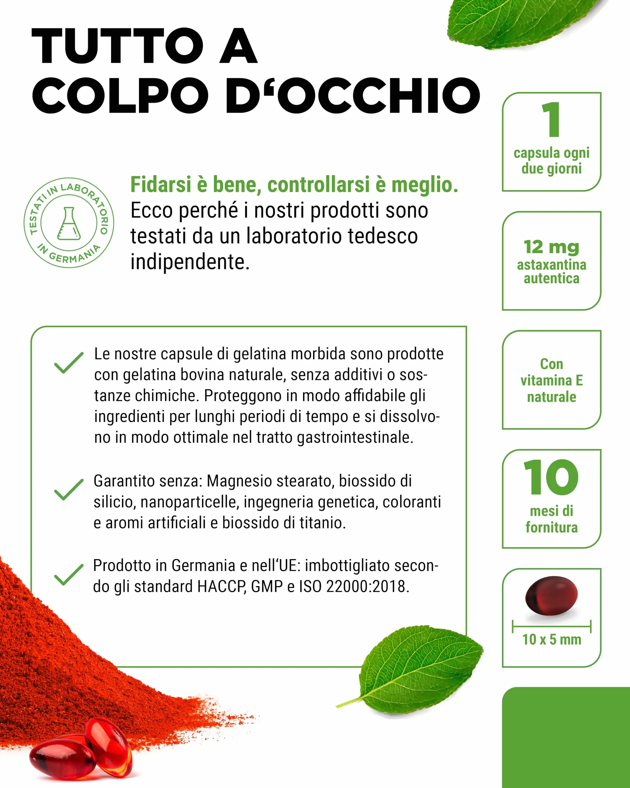 Astaxantina 12 mg Depot 150 Capsule Softgel - Da microalghe Haematococcus Pluvialis - Con vitamina E e olio d'oliva