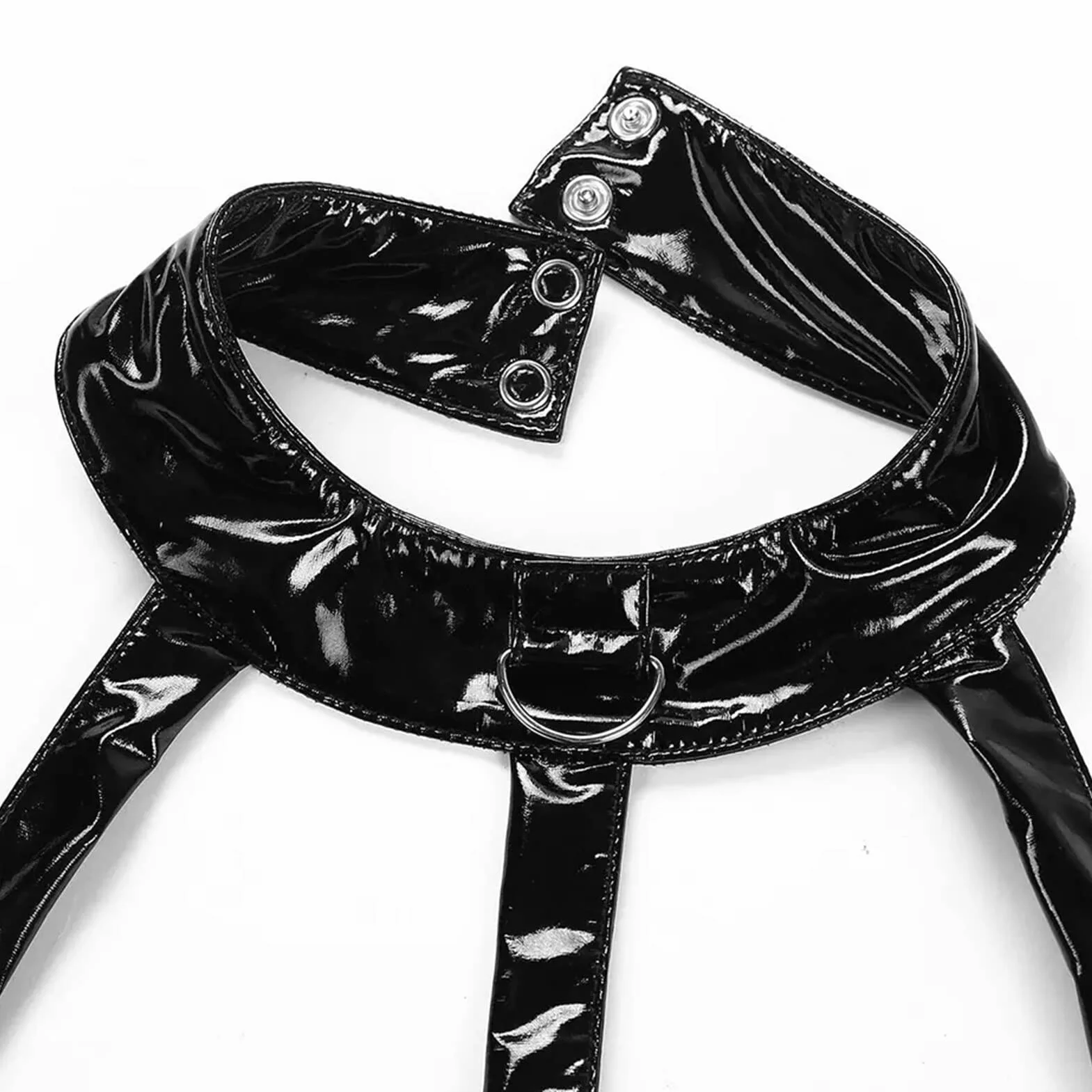 SEAUR Donna Completi in Pelle Verniciata Top Reggiseno Latex Nero Pantaloncini PVC con Cerniera Set Clubwear