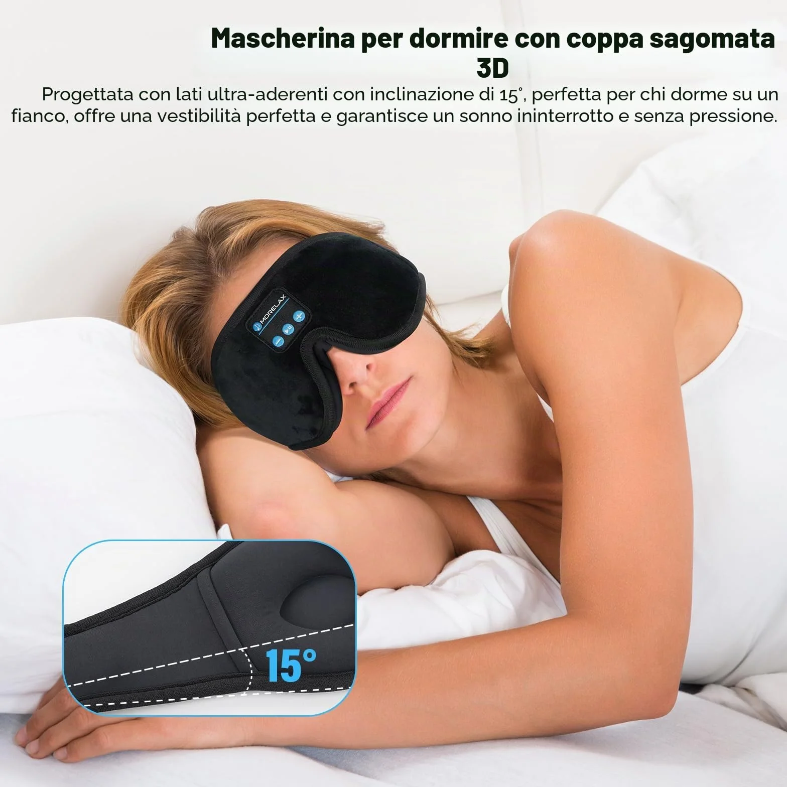 Mascherina per dormire 3D con cuffie Bluetooth senza fili, regalo per donne