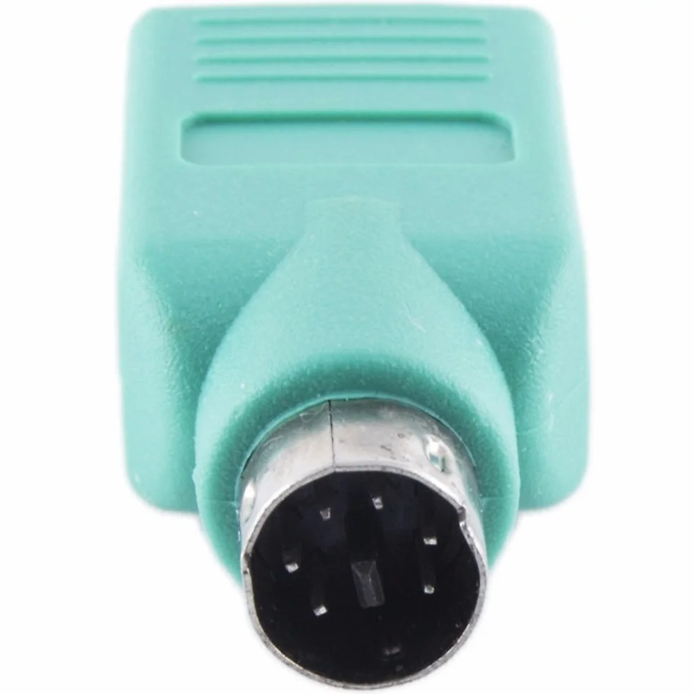 Adattatore convertitore PS2 maschio a USB femmina per mouse e tastiera, verde