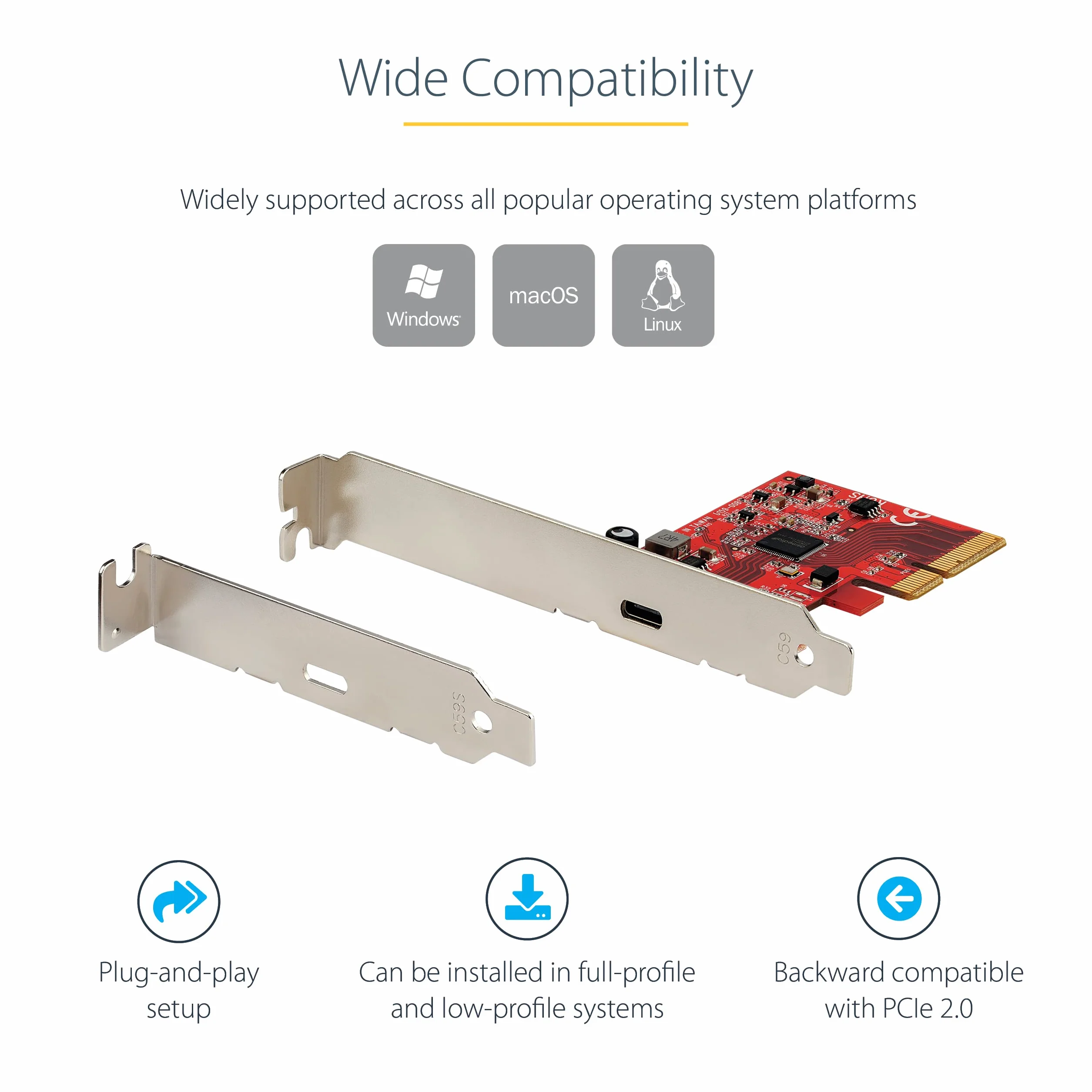StarTech.com Scheda PCIe USB 3.2 Gen 2x2 a 1 porta, USB-C 20Gbps PCI Express 3.0 x4- Host Controller Card, USB Type-C PCIe Add-On Adapter Card, Scheda di espansione, Windows & Linux (PEXUSB321C)