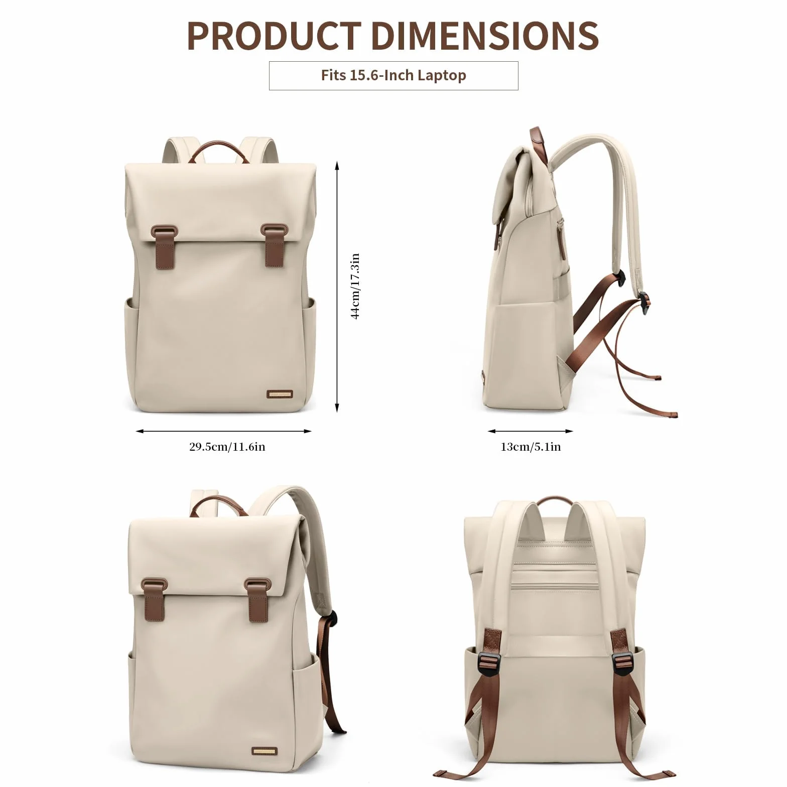 Zaino Donna per PC Portatile 15.6Pollici, Zaino Lavoro Uomo Impermeabile Antifurto, per Laptop, Computer Notebook Borse per Viaggio Ufficio Scuola,Mandorla