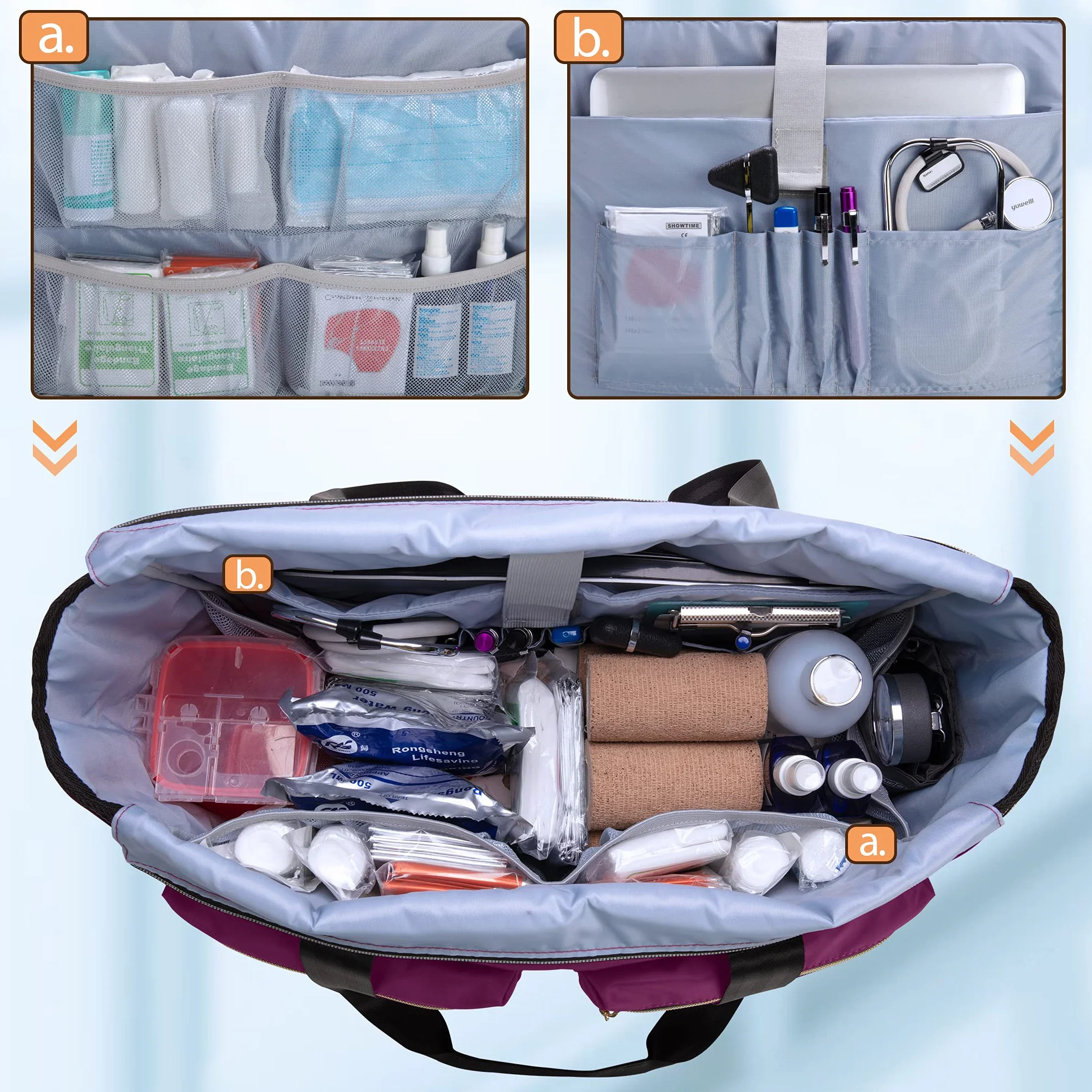 Damero Borsa da lavoro per infermiera, Borsa da lavoro portatile per infermiera per chiamate a domicilio, donne, forniture mediche