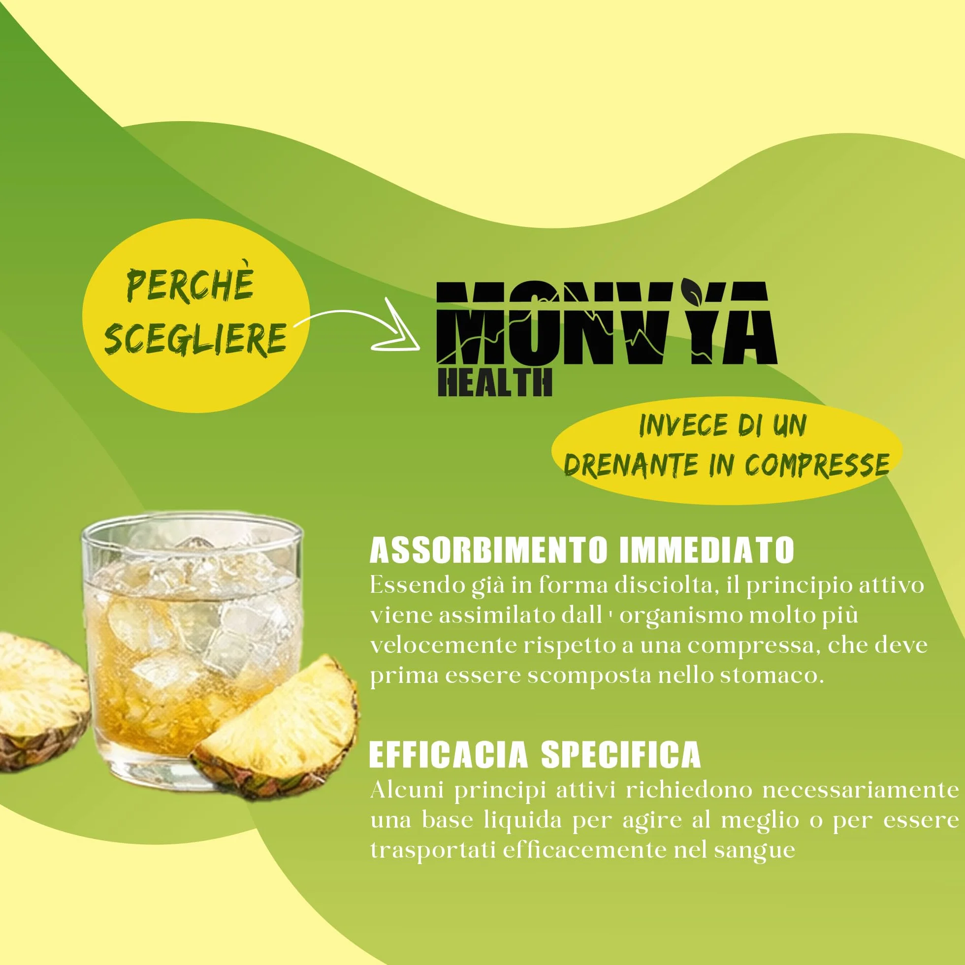 Monvya Health Drenante Forte con Bromelina 500ml Detox Cellulite Digestivo Gambe Leggere