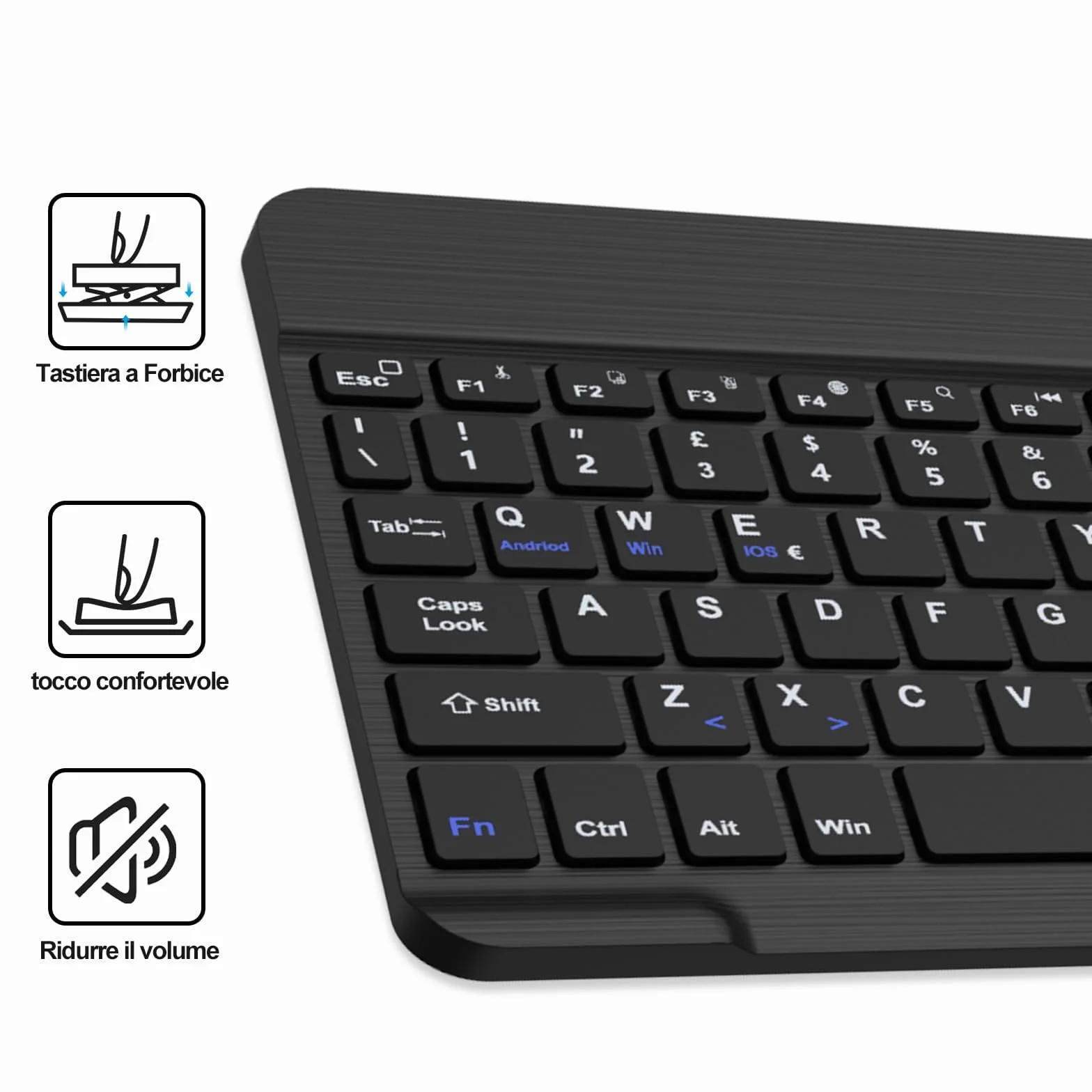 WINCHKING Bluetooth Tastiera per Tablet, Retroilluminata Tastiera wireless ultrasottile, Keyboard sottile e leggera per iPad, Android Samsung Tablet, Xiaomi Redmi Pad, Huawei, Lenovo Teblet, Nero