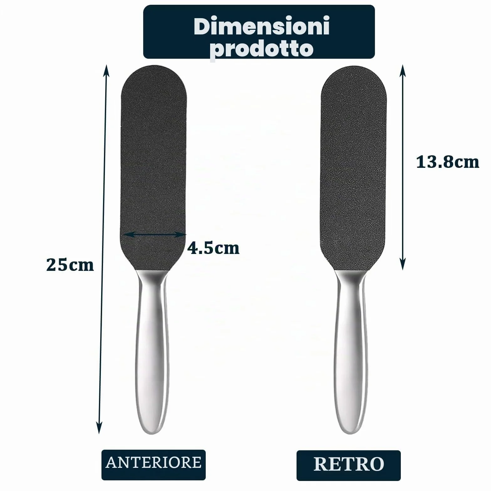 Raspa Piedi Acciaio Inox con 20pcs Carta Abrasiva, Lima per Piedi e Talloni, Calli Remover Pedicure