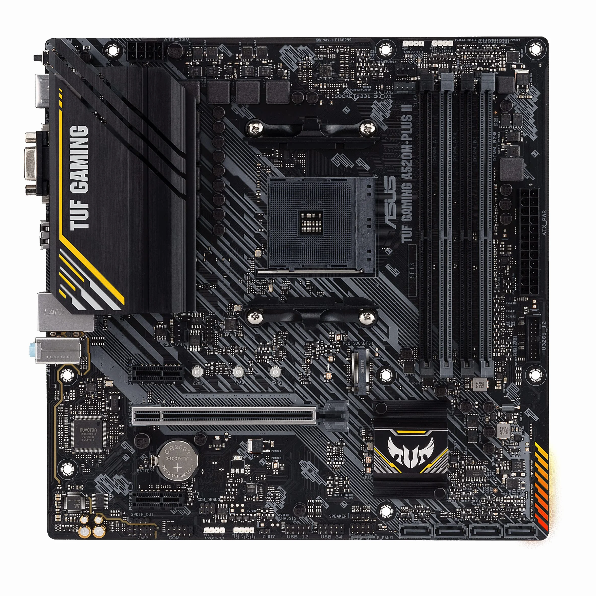 ASUS TUF Gaming A520M-PLUS II Scheda Madre microATX, AMD A520, Socket AM4, DDR4, PCIe 3.0, LAN Realtek 1Gb, 1xM.2, 4xSATA 6GB/s, 7.1 Surround, USB 3.2 Gen 1, Supporto Aura Sync RGB, Nero