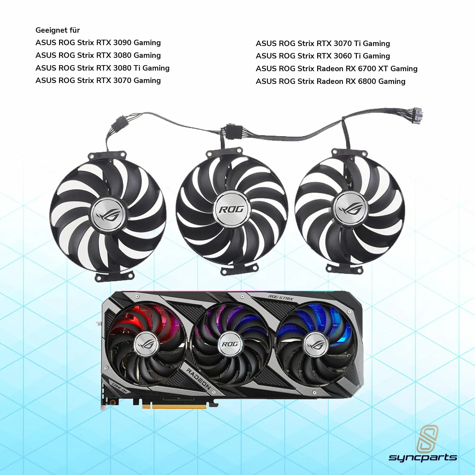 SISS Ventola per scheda grafica 95 mm T129215SU/CF1010U12S/CF1010U12D per ASUS ROG Strix GeForce RTX 3080 Ti, RTX 3070/3070 Ti 3090 RX 6900 XT 6700 XT 6800 (S) Set da 3 pezzi
