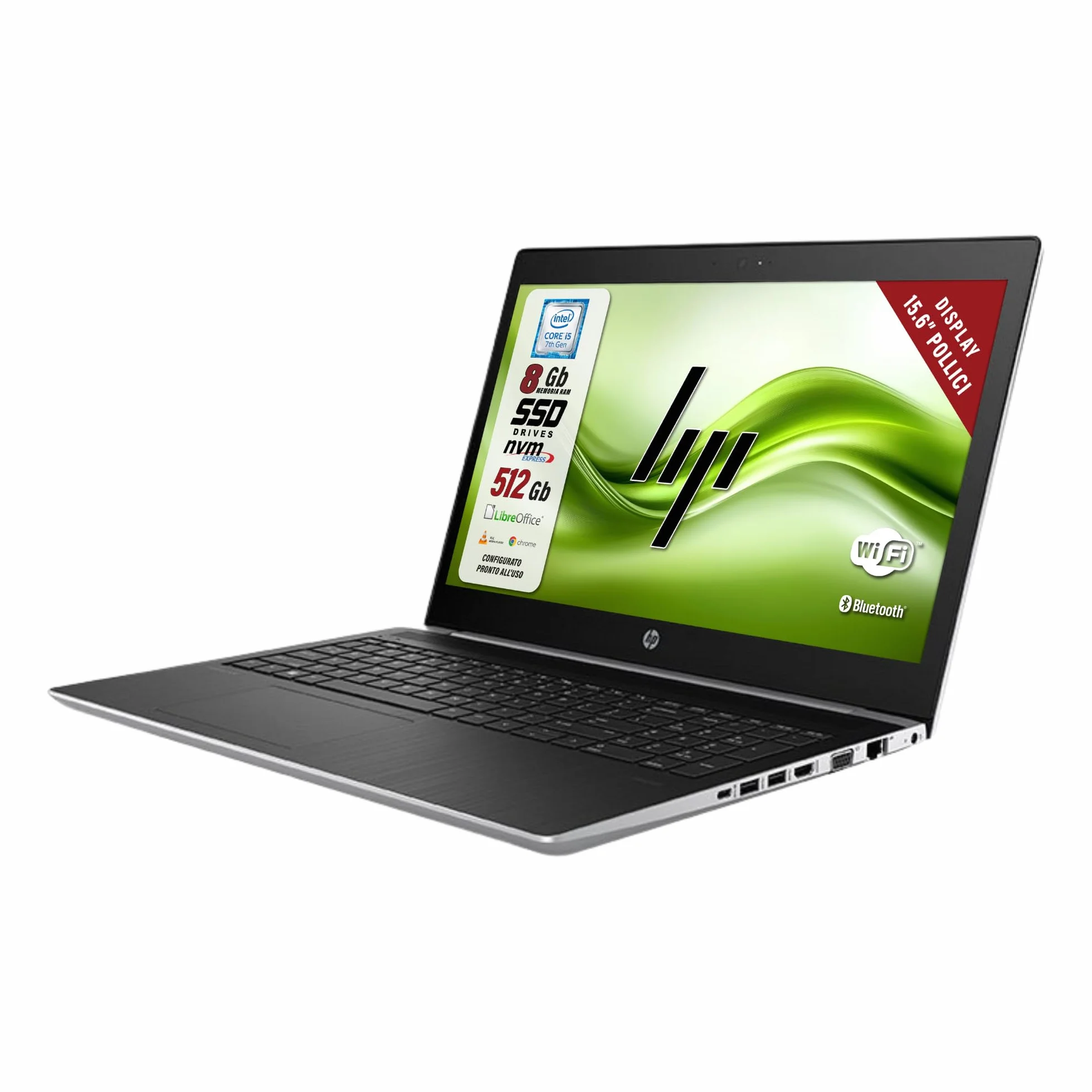 HP ProBook 450 G5 Notebook 15.6" HD Intel i5-7200U 2.5GHz 8GB RAM 512GB SSD Ricondizionato