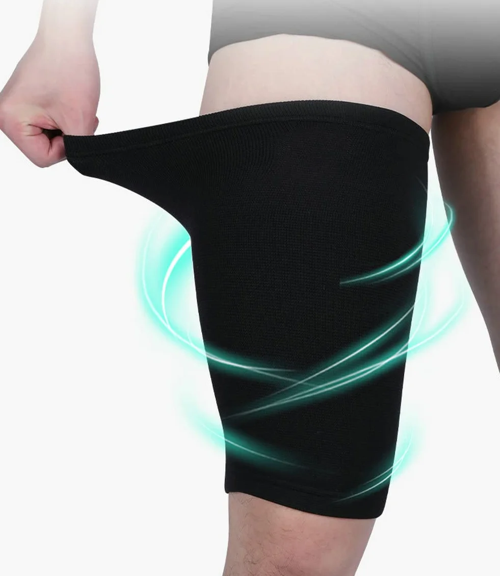 Fascia Elastica Support Bandage Compressione Coscia Ginocchia Tutore Gamba Sport Fitness Unisex Black 2