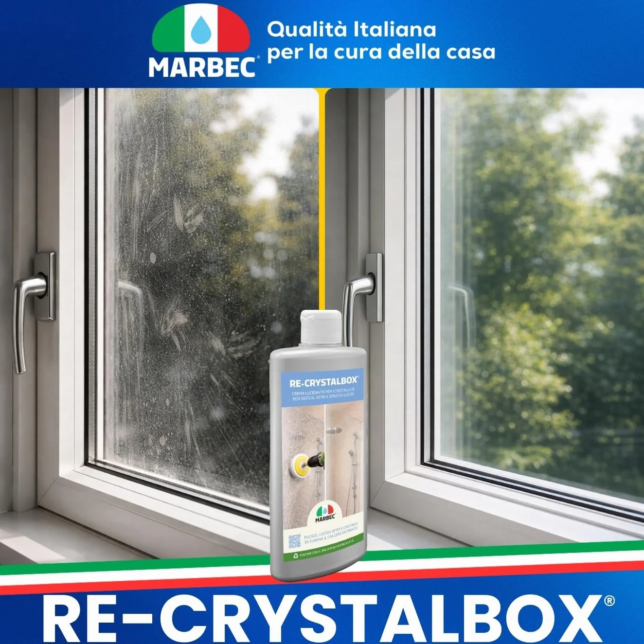 MARBEC RE-CRYSTALBOX 250GR Crema disincrostante lucidante vetri cristalli doccia