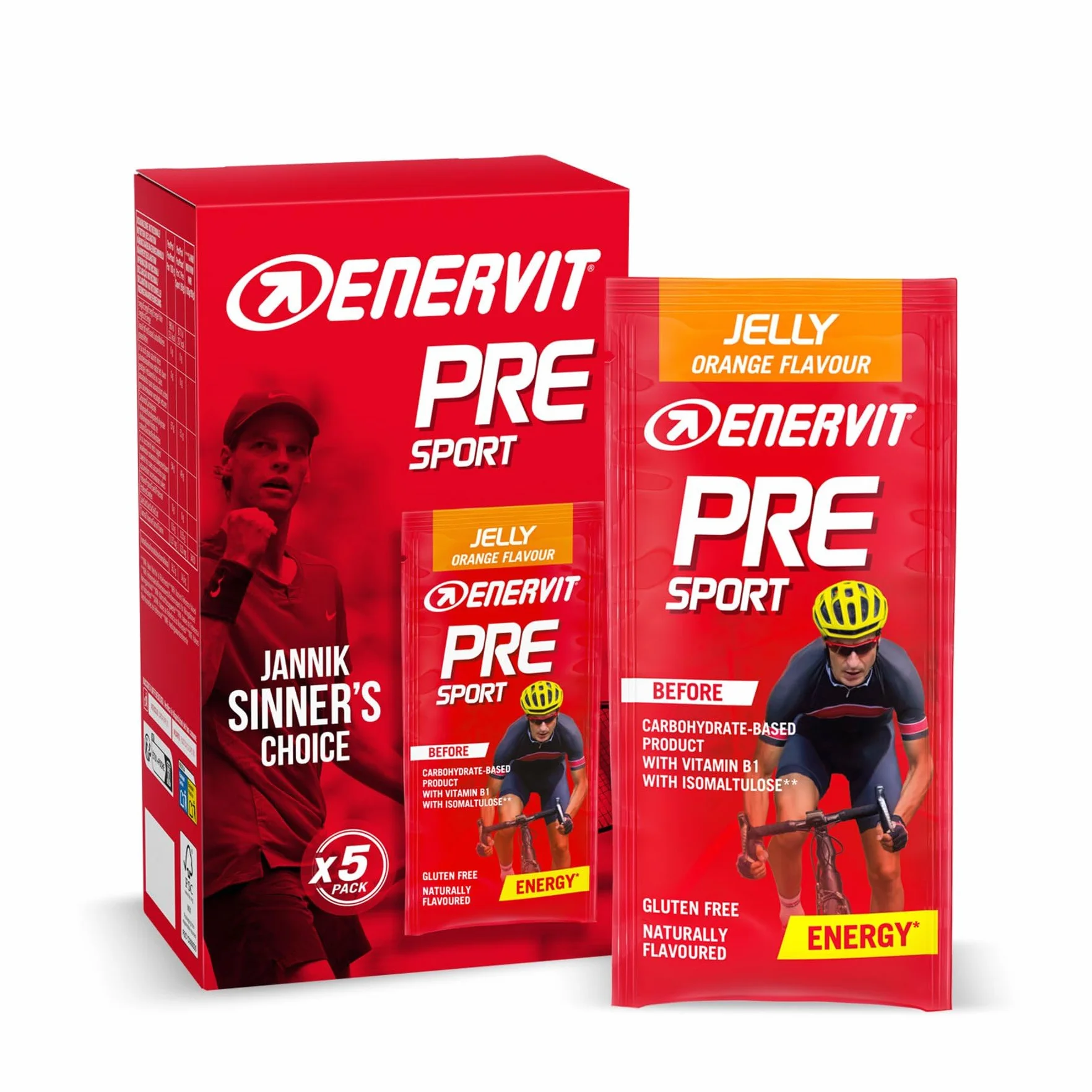 Enervit Pre Sport Arancia Gelatina Energetica 45g 5 Pack Senza Glutine Vegan