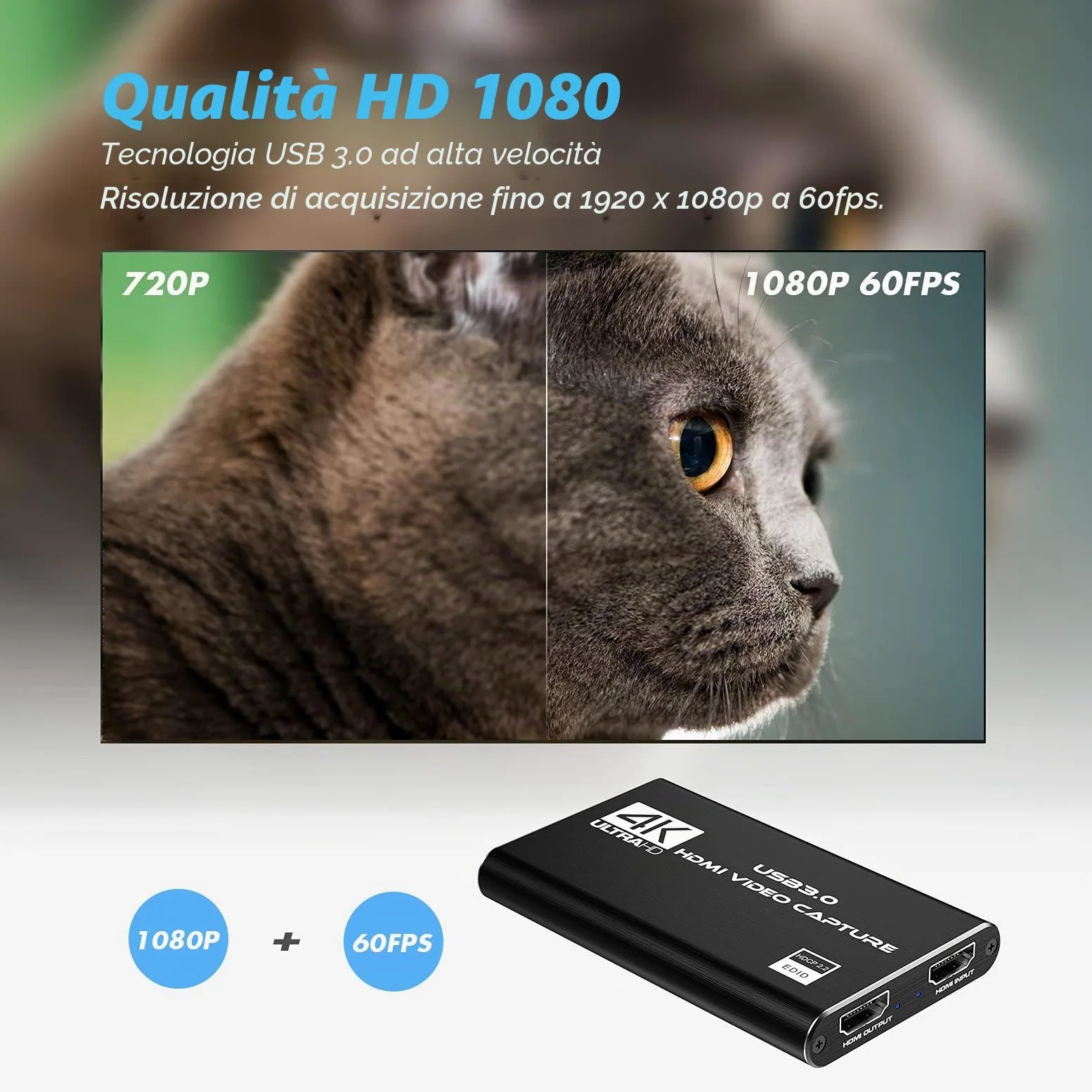 Rybozen Game Capture Card USB 3.0 Video Card HD 1080P HDMI registrazione video con trasmissioni live registratore dispositivo streaming per Windows Linux OS X System