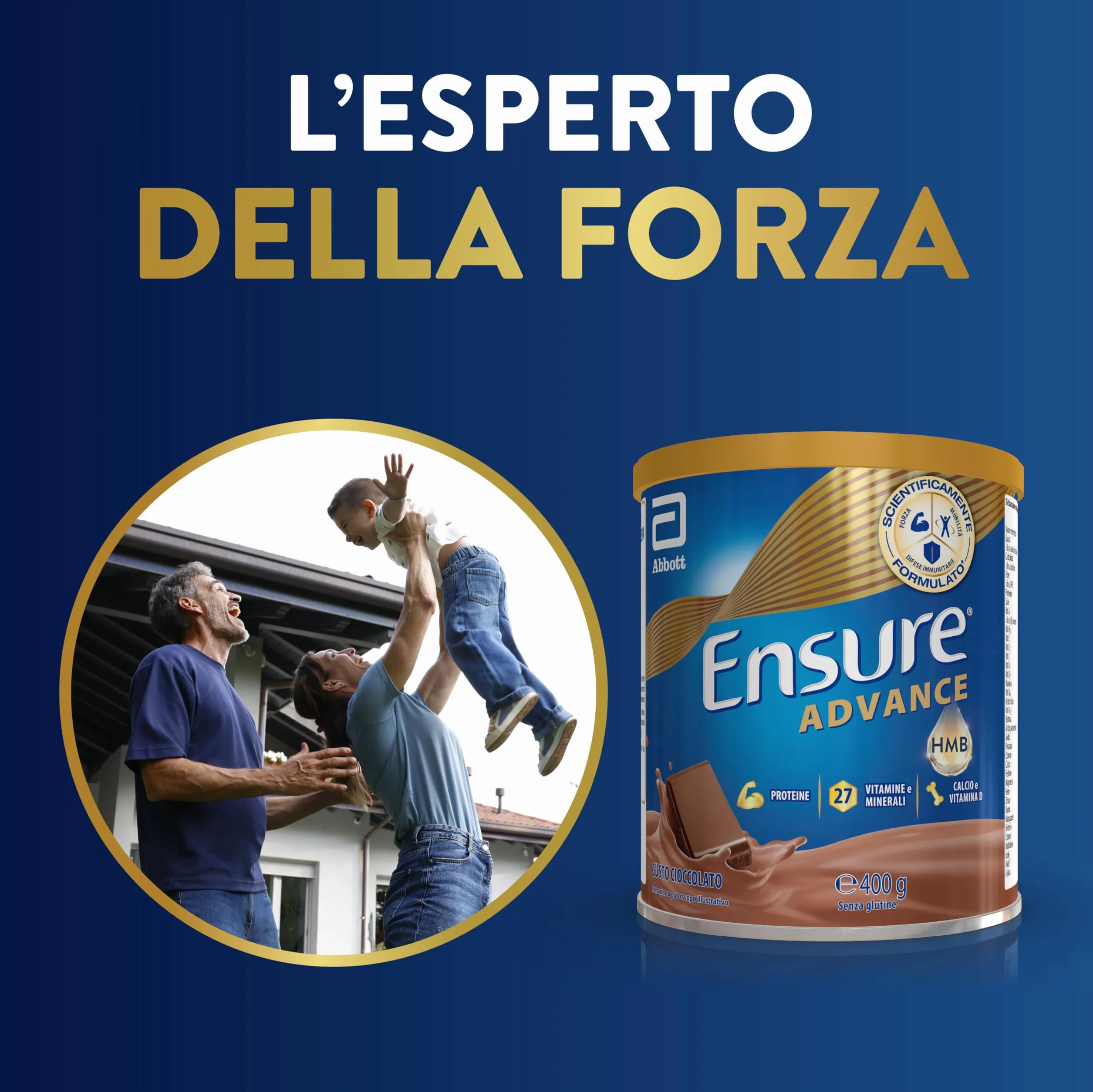 Ensure Advance Integratore Alimentare Proteico in Polvere 27 Vitamine e Minerali Proteine Calcio HMB 400g Gusto Cioccolato