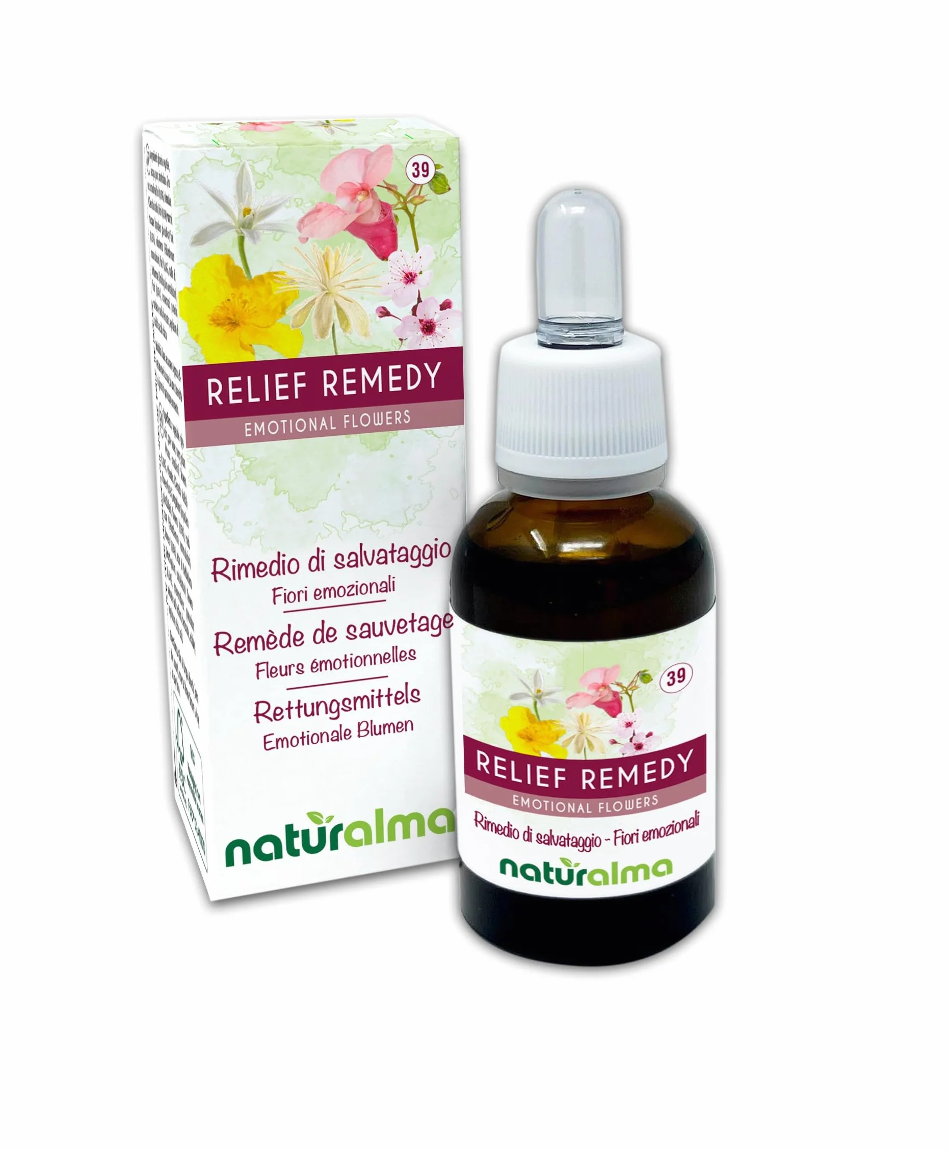 Naturalma Fiori di Bach Gocce 30 ml Estratto liquido analcoolico Essenze floreali Vegano