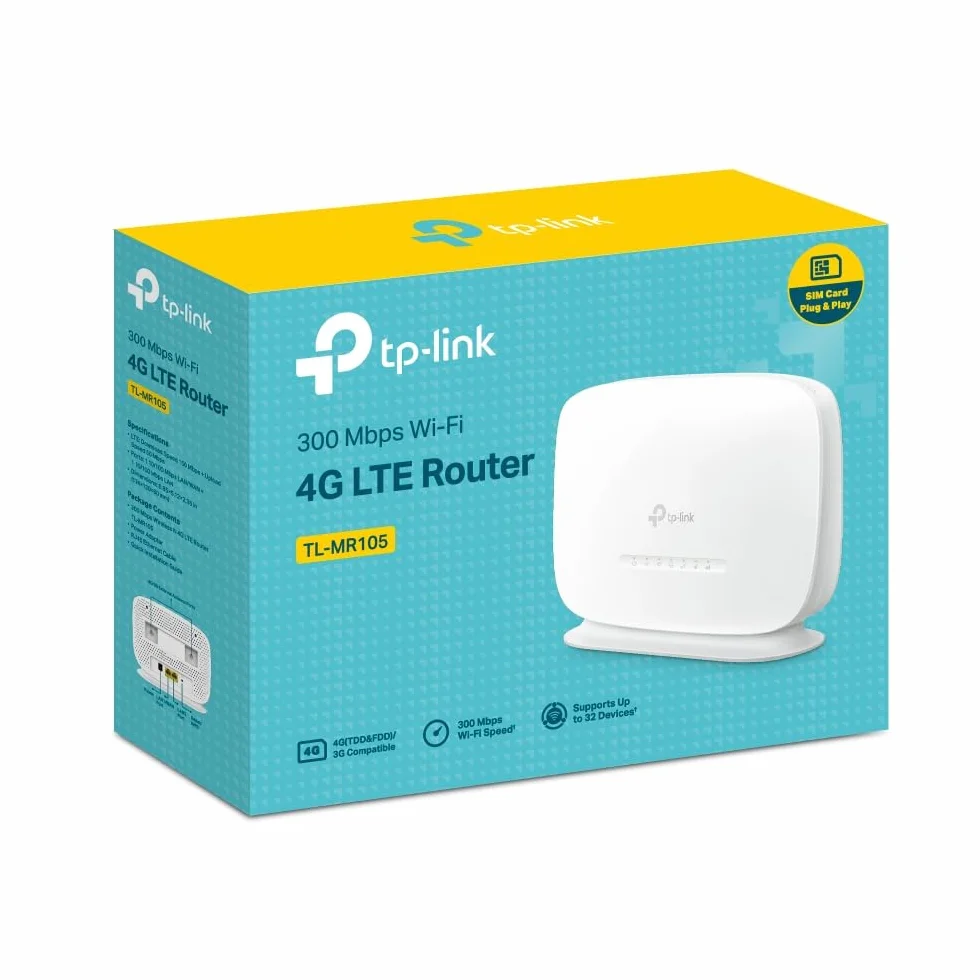 TP-Link TL-MR105 Cat4 Router 4G LTE Wireless N300Mbps Modem WiFi con Sim Porta LAN/WAN