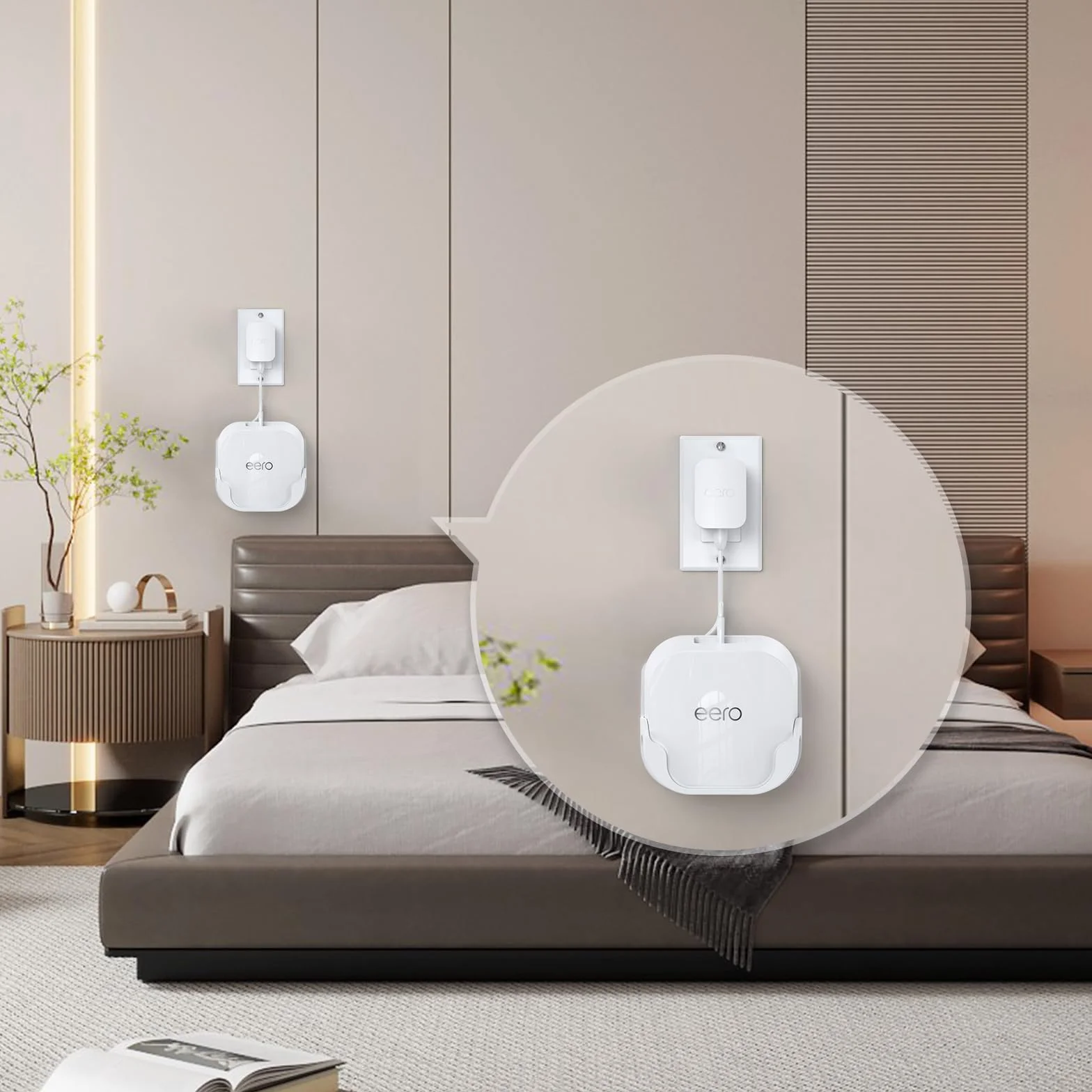 Eero 7 kit di montaggio a parete, staffa di montaggio ottimizzata spazio e accessori per la gestione dei cavi, eeros Wifi 7, compatibile con router Wi-Fi 7 a doppia banda