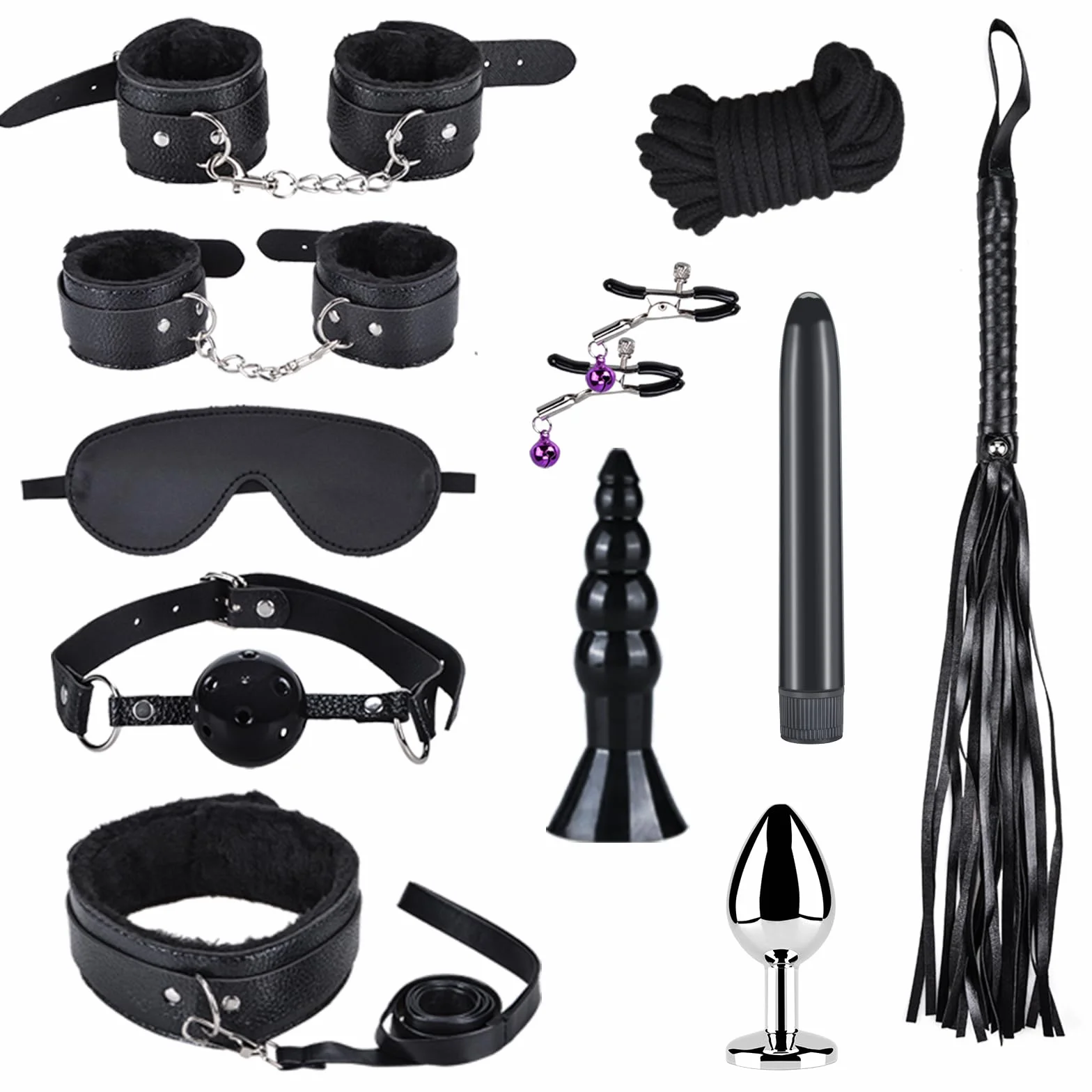 Qoosea 12 Pezzi Bondage Set BDSM Giocattoli Sessuali per Coppie Principianti Esperti