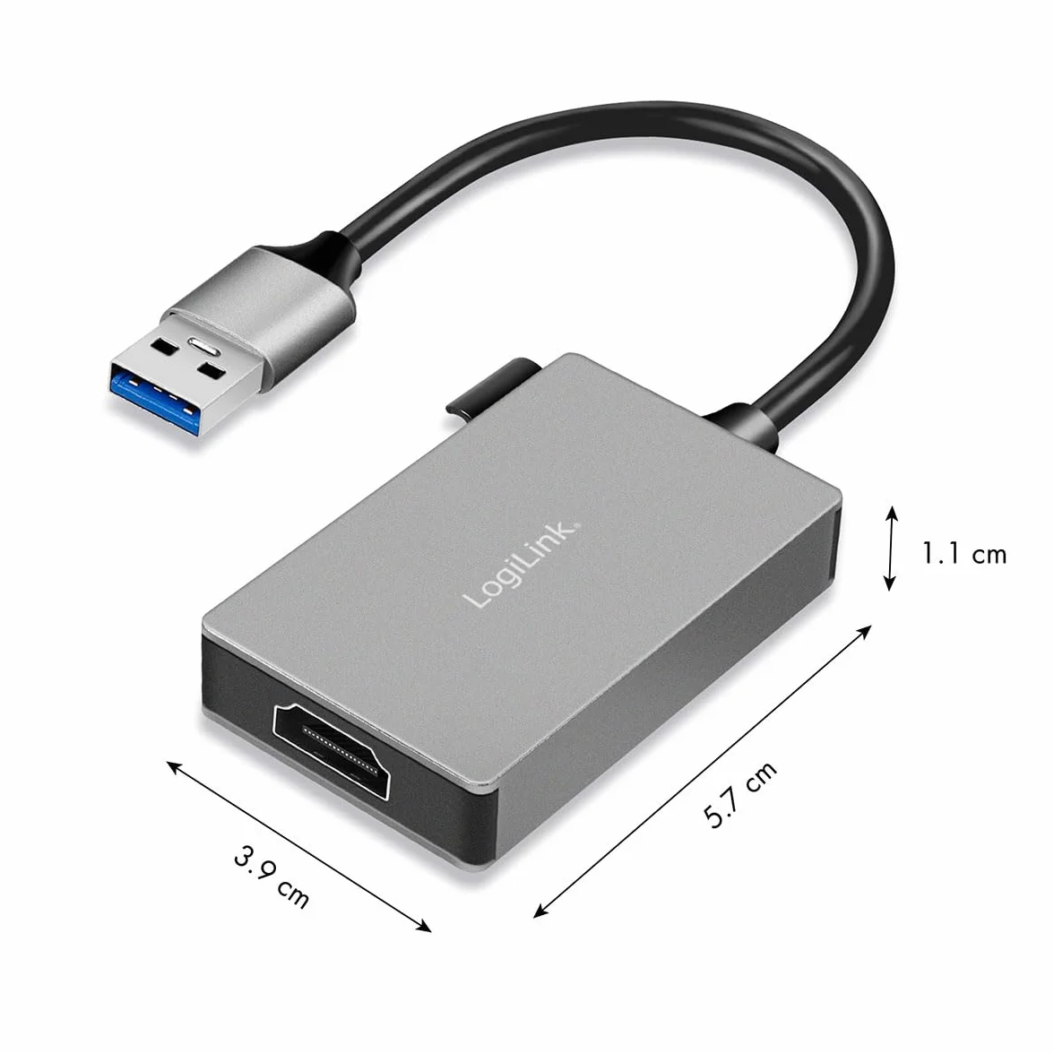 Logilink UA0233A - Adattatore USB 3.0 a HDMI (spina USB-A a presa HDMI), 0,15 m